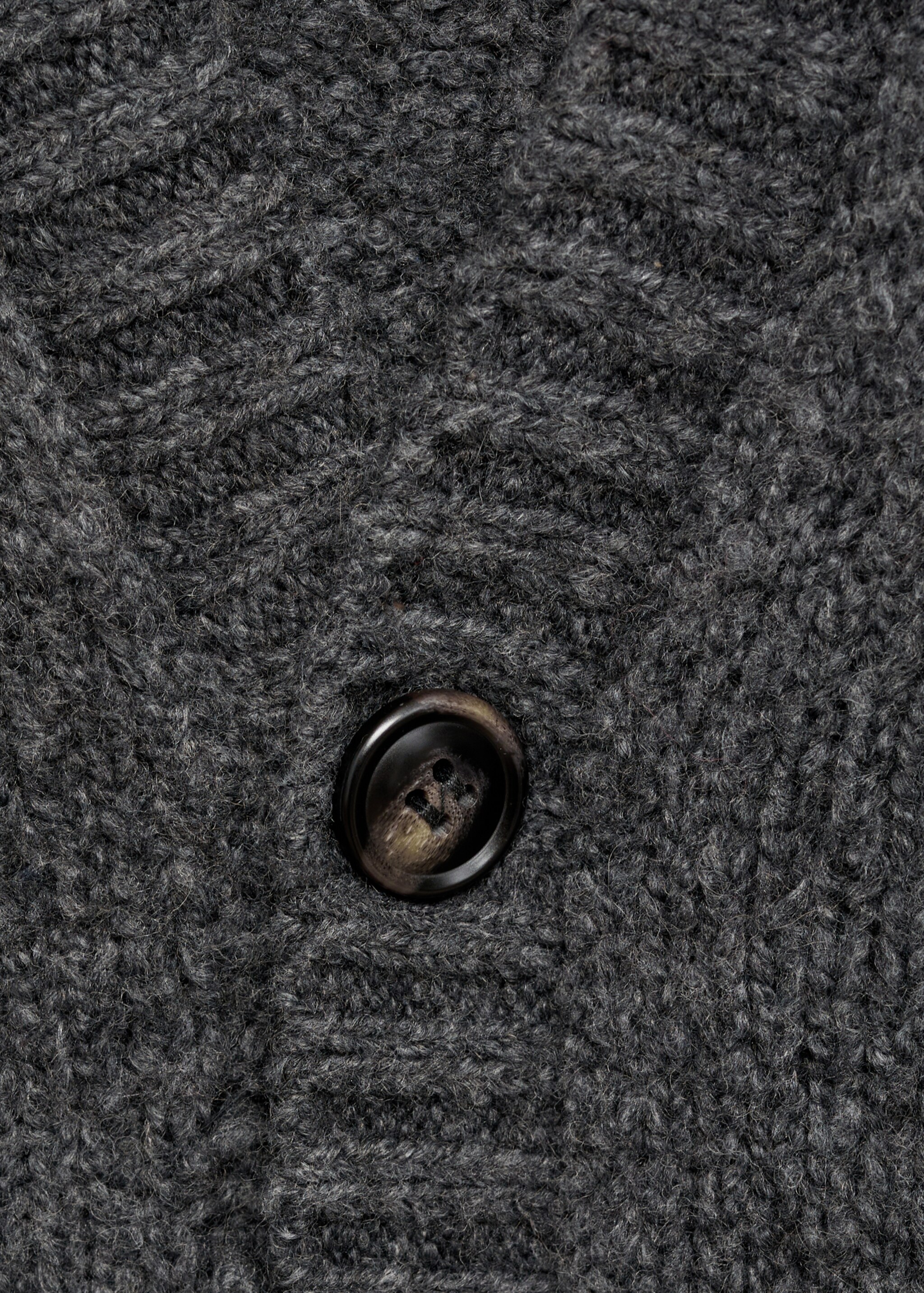 Strickcardigan aus Wollgemisch - Detail des Artikels 8, Mittelgrau meliert. Ref: 87070599-00.