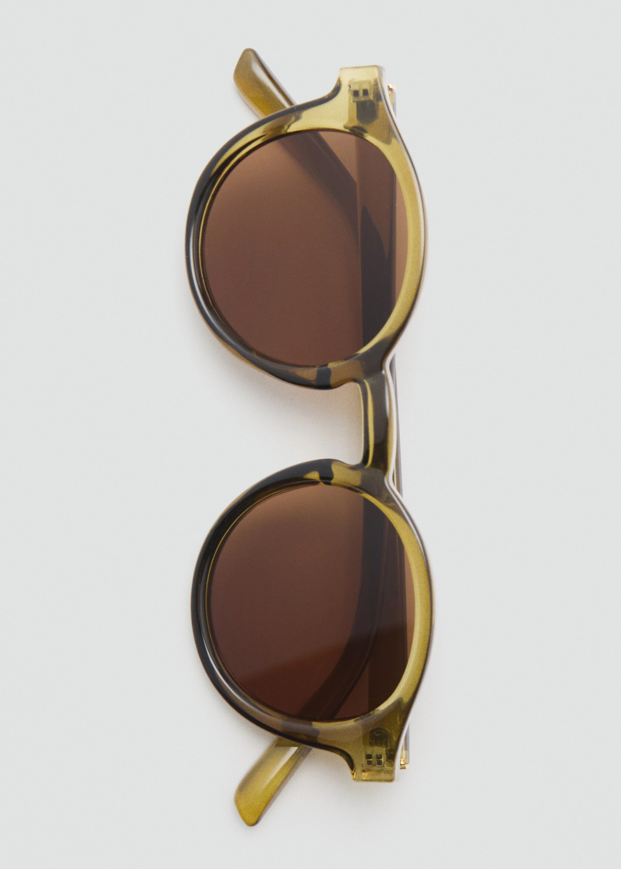 Round-framed sunglasses - Details of the article 2, Khaki. Ref: 87070605-00.