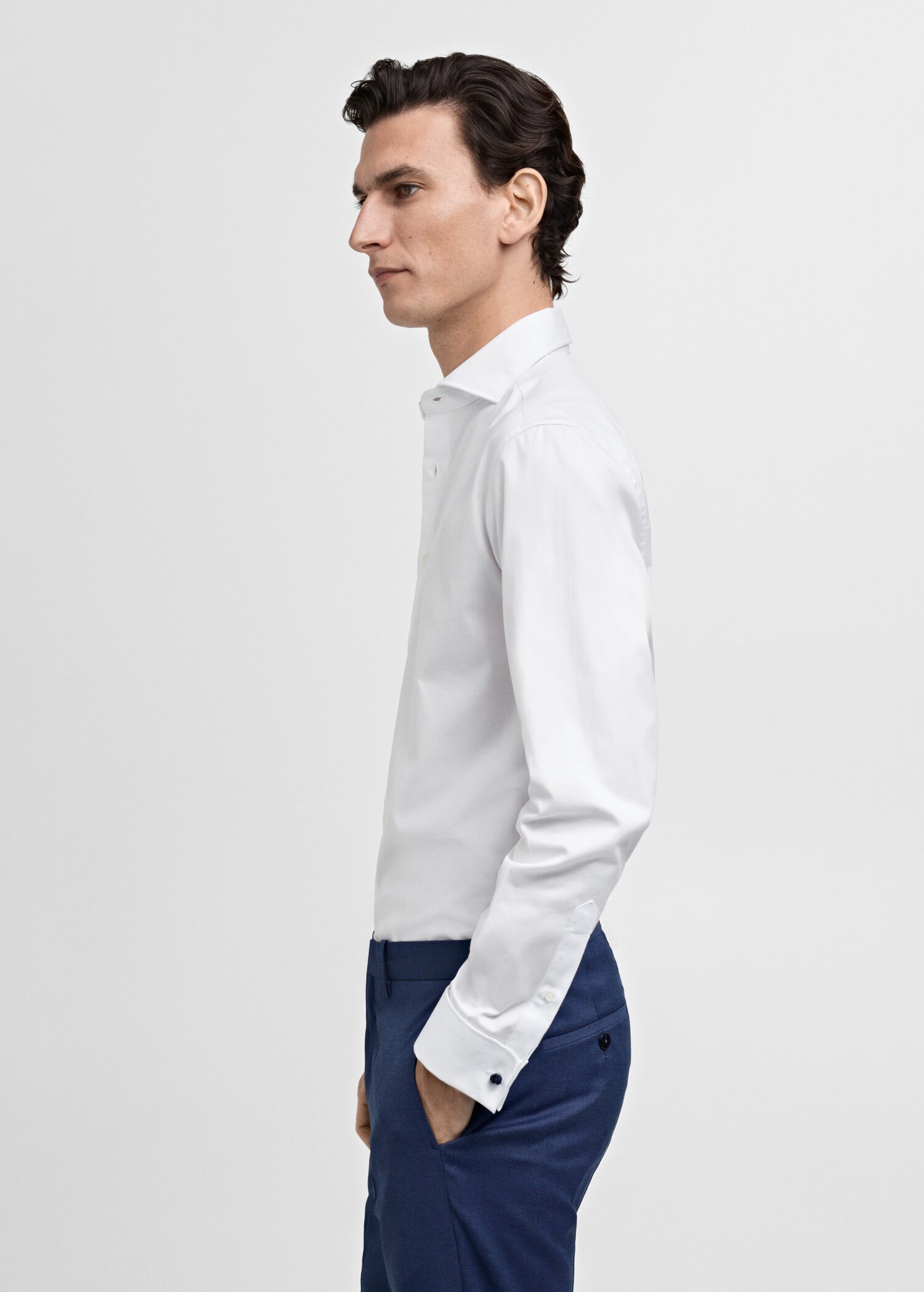 Camisa gemelos traje slim fit tejido twill - Detalle del artículo 1