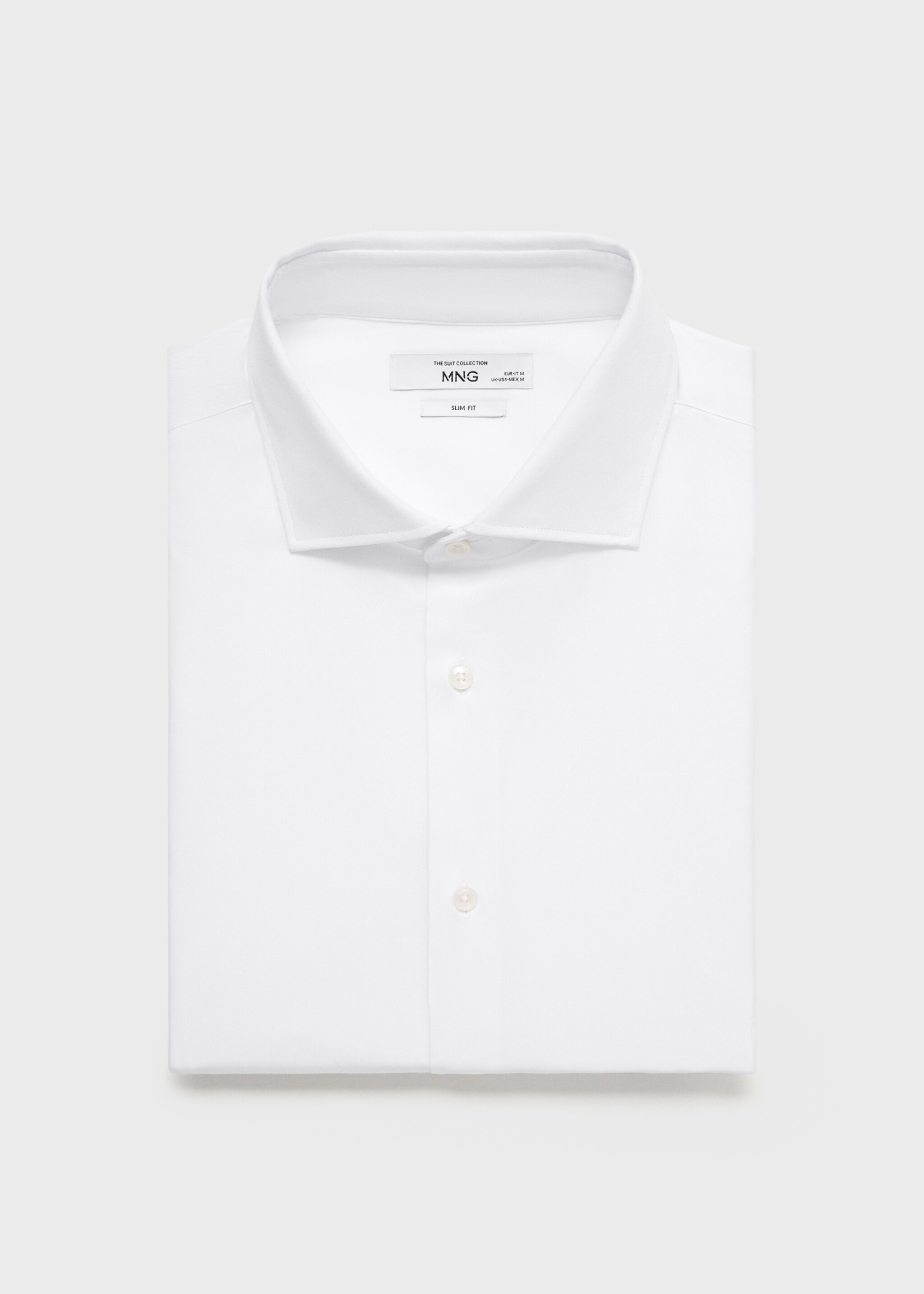 Camisa gemelos traje slim fit tejido twill - Detalle del artículo 8, Blanco. Ref: 87070607-00.