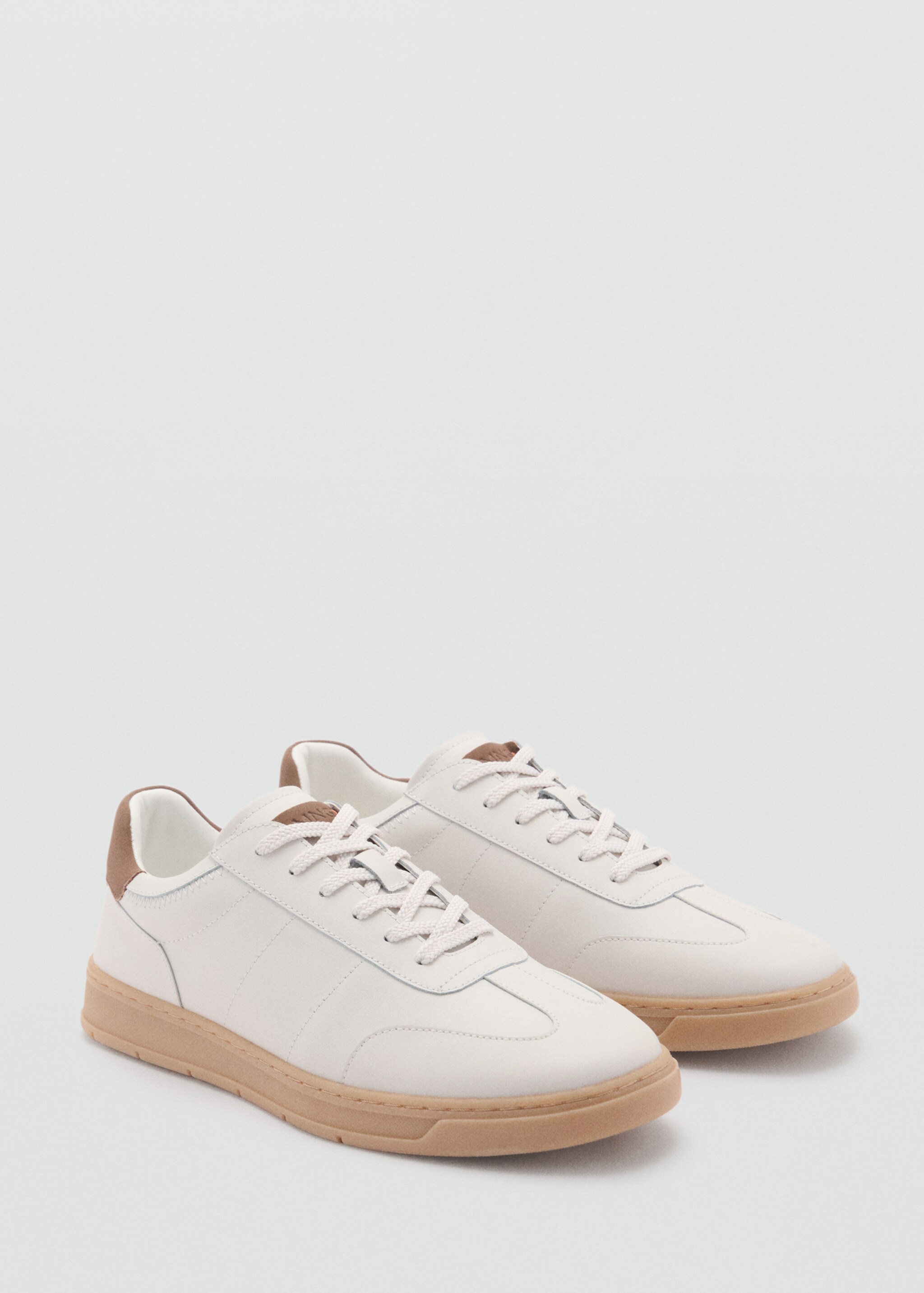 Contrasting panel leather sneakers - Medium plane, White. Ref: 87070610-00.