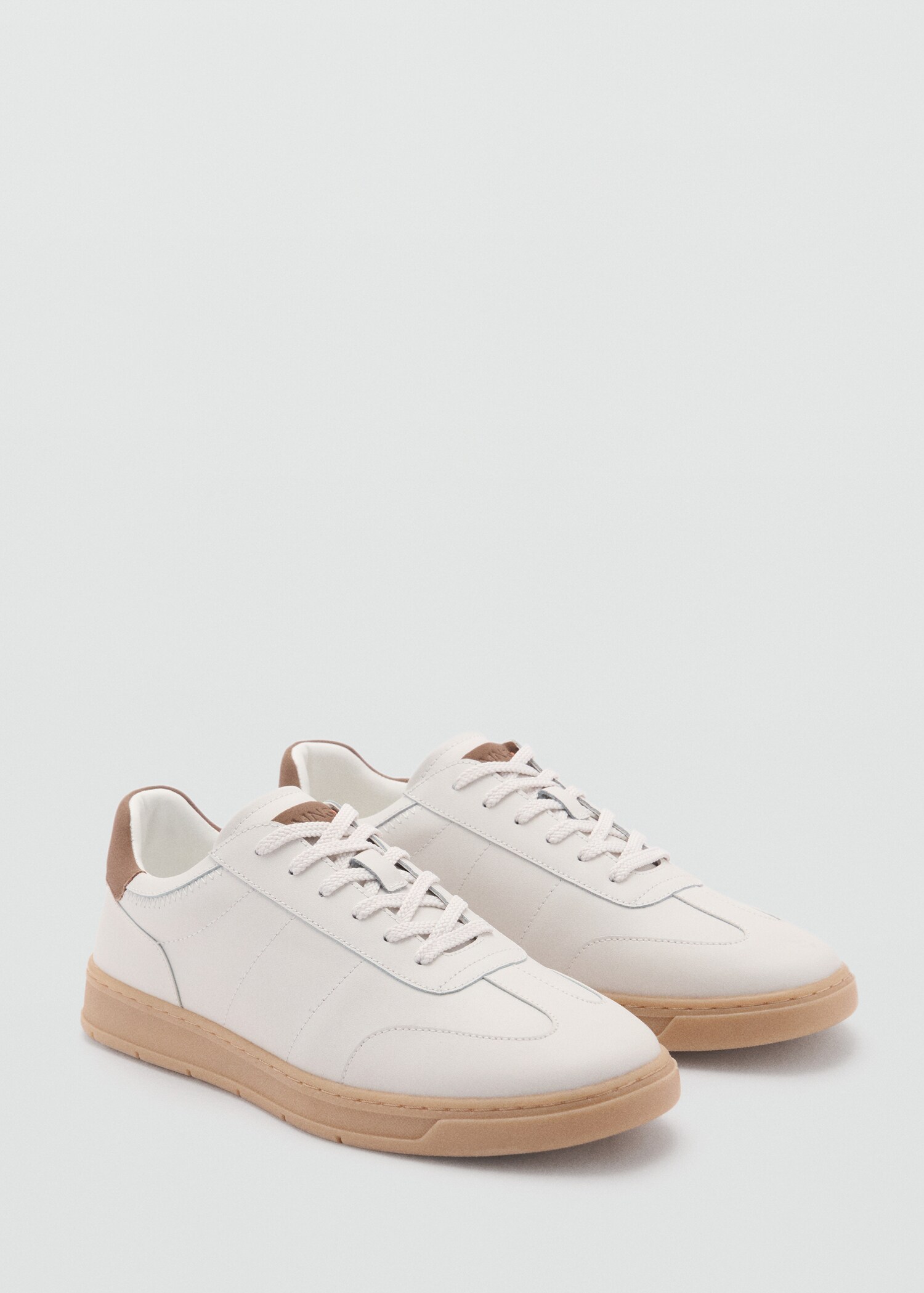Contrasting panel leather sneakers - Medium plane