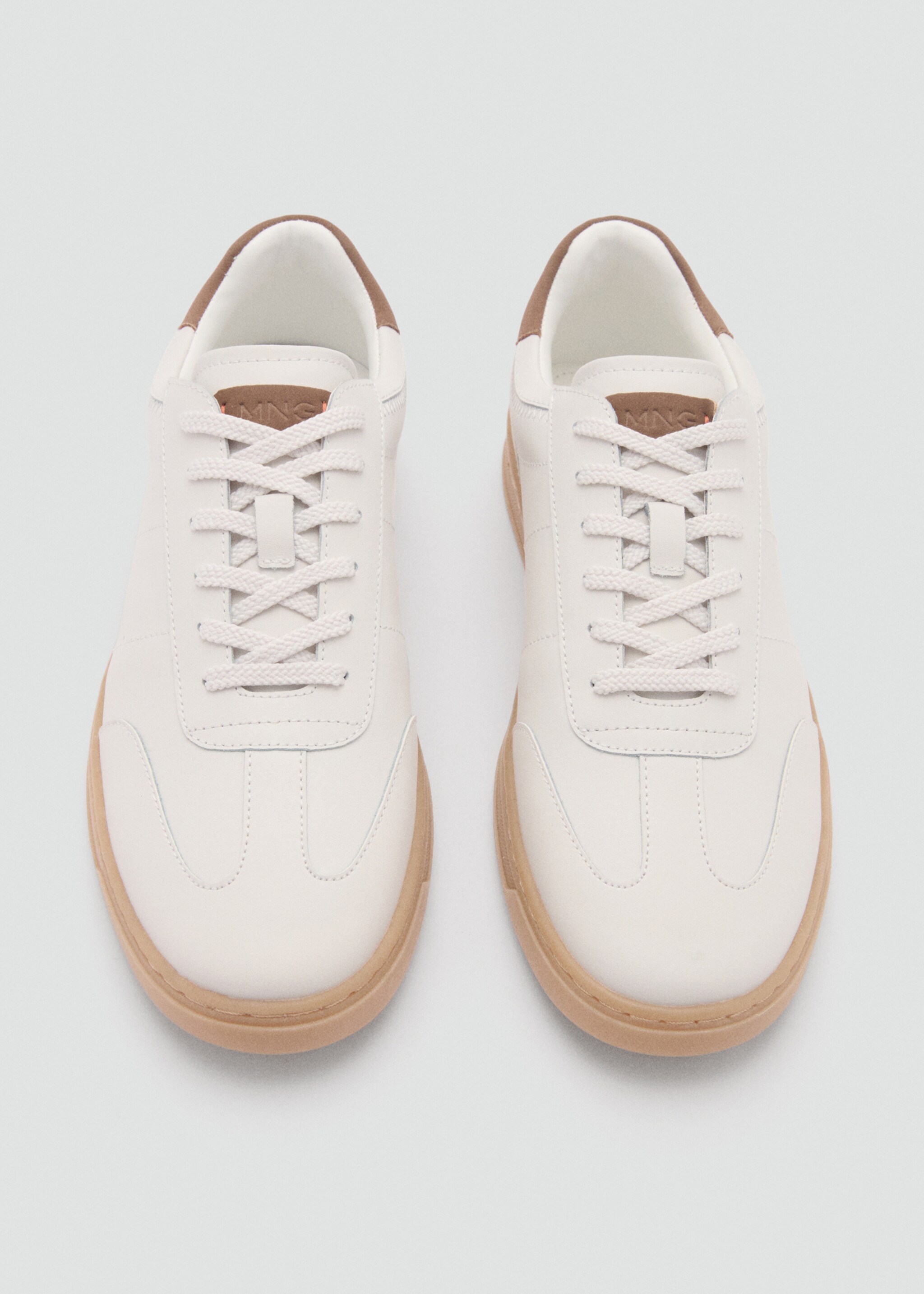 Contrasting panel leather sneakers - Details of the article 1, White. Ref: 87070610-00.