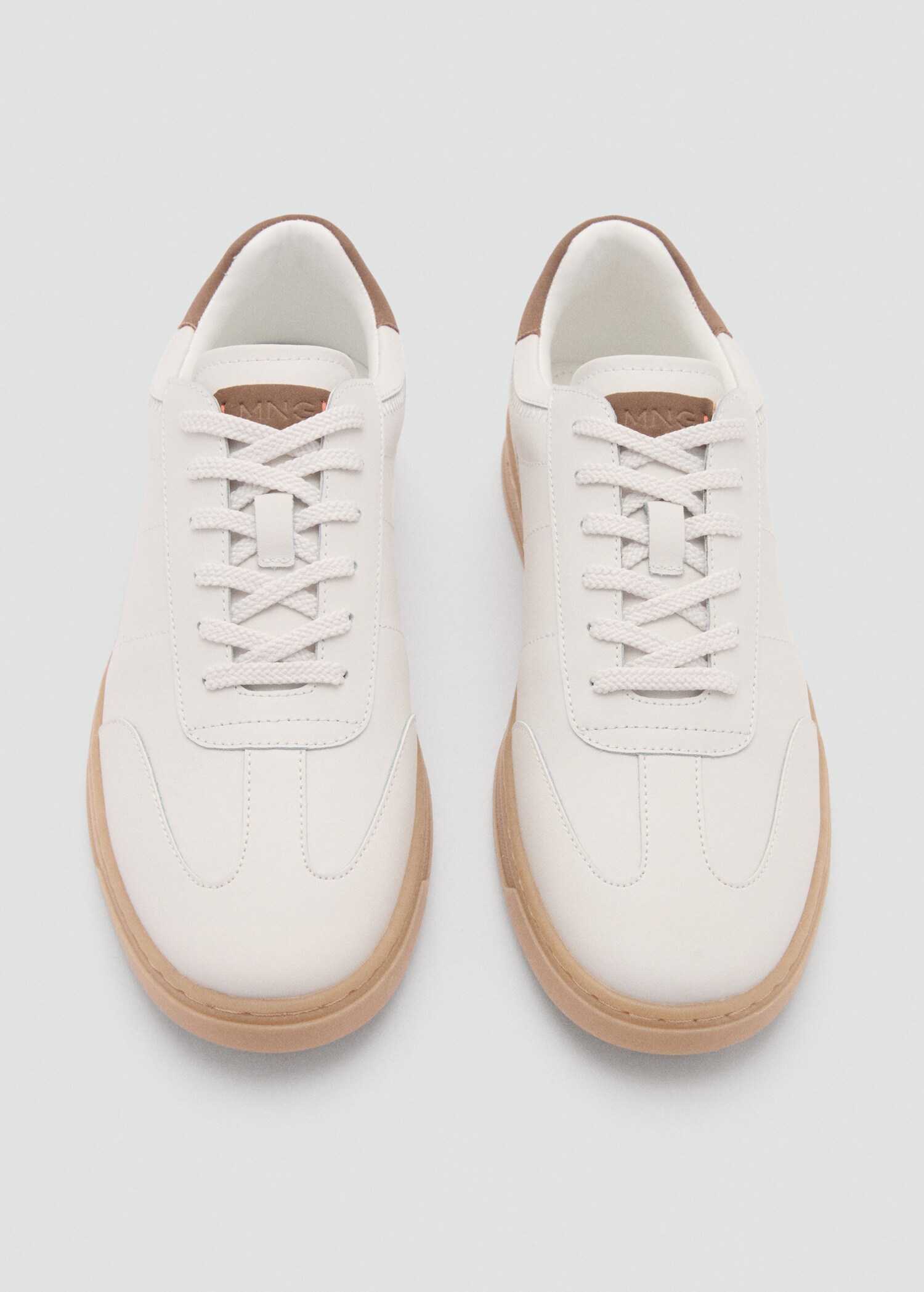 Contrasting panel leather sneakers - Details of the article 1