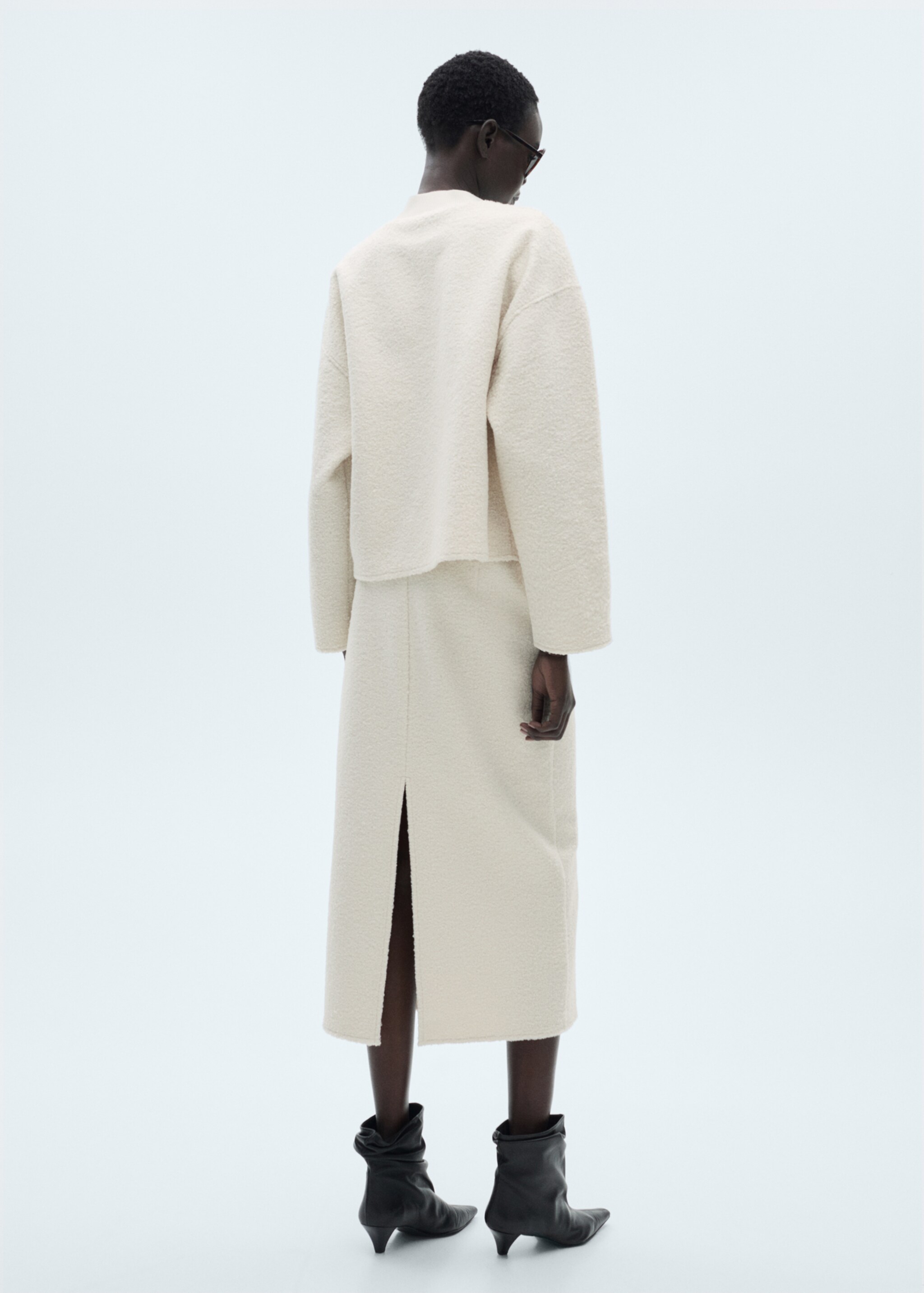 Saia midi bouclé - Verso do artigo, Cru. Ref: 87070611-00.