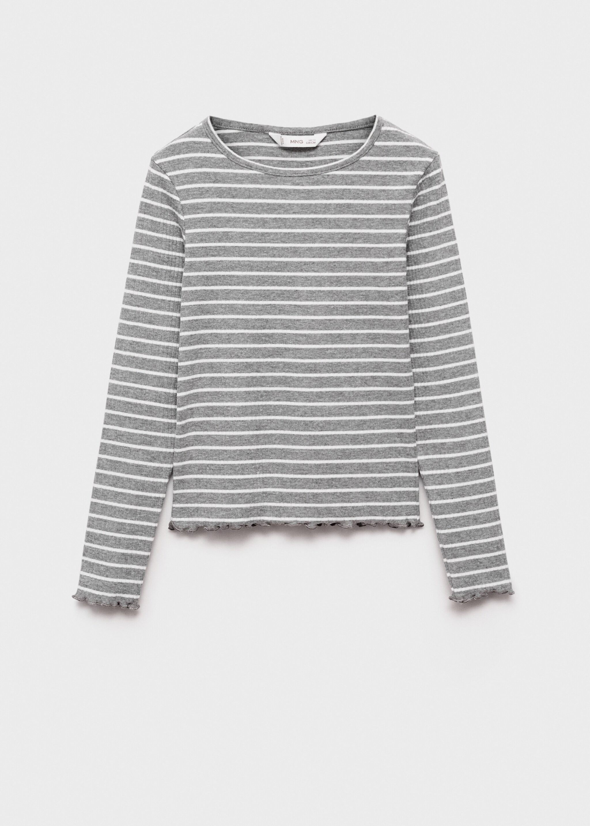 Striped rib T-shirt - Article without model, Light Heather Grey. Ref: 87070617-00.