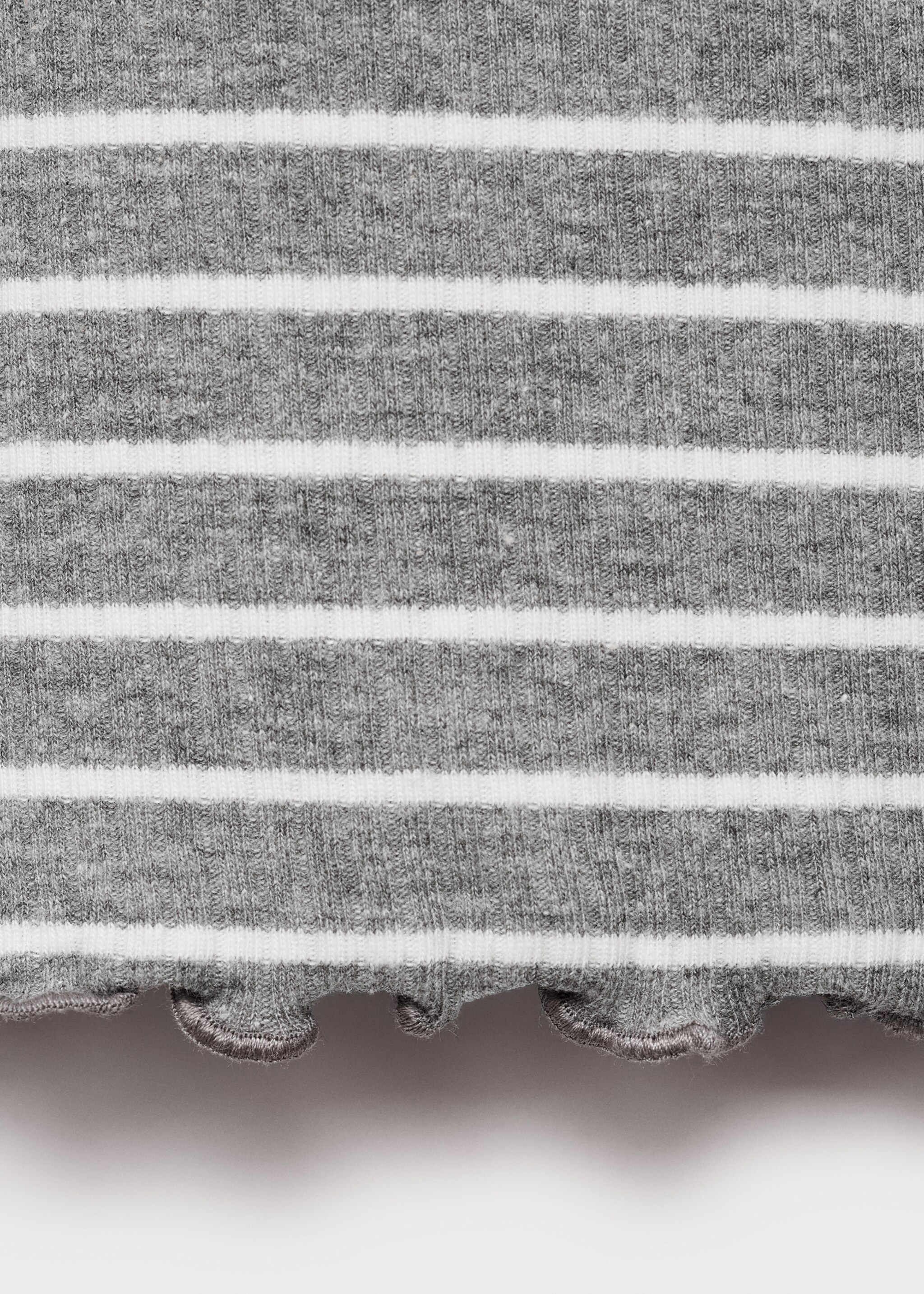 Striped rib T-shirt - Details of the article 0, Light Heather Grey. Ref: 87070617-00.