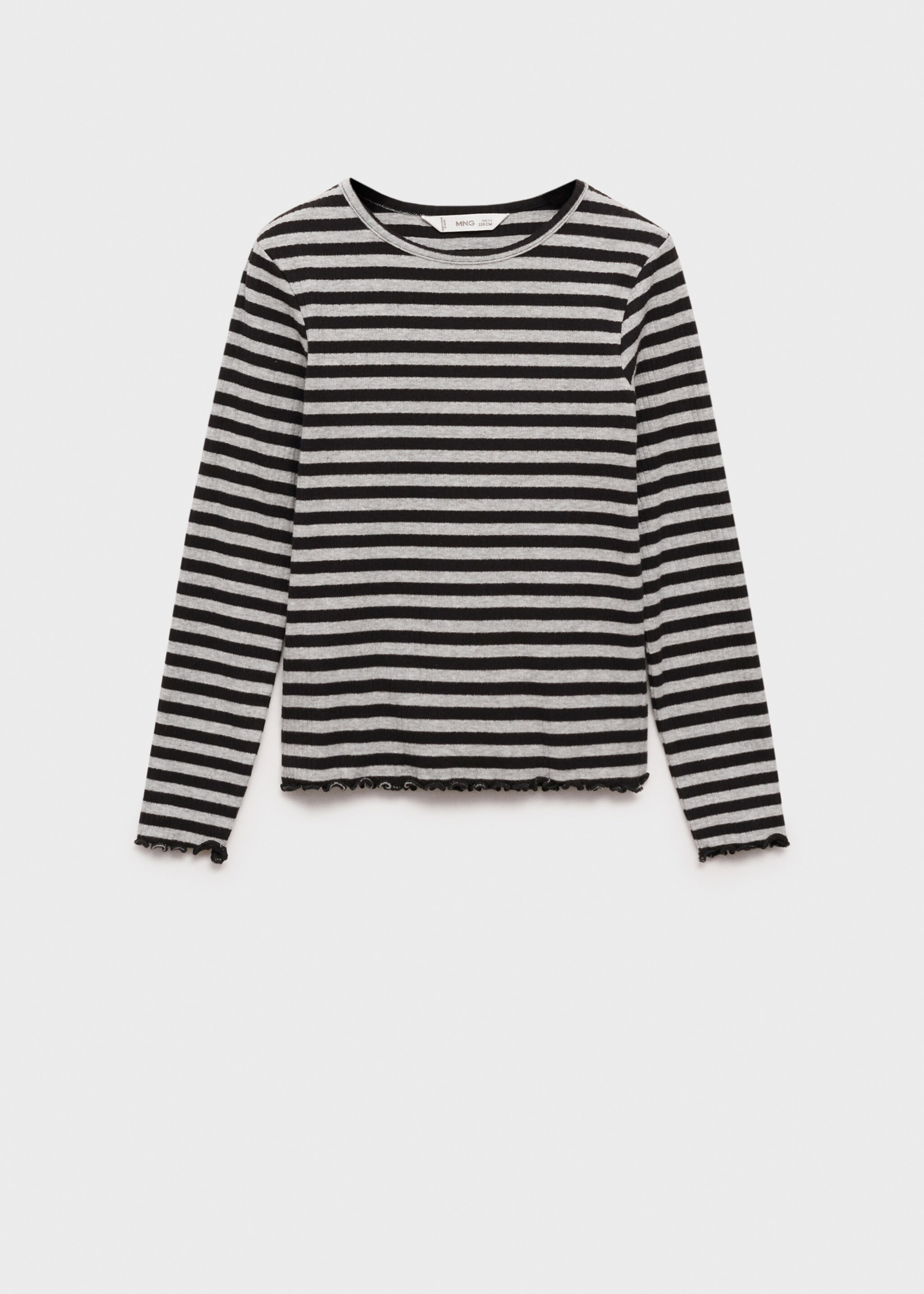 Striped rib T-shirt - Article without model, Dark Heather Grey. Ref: 87070617-00.