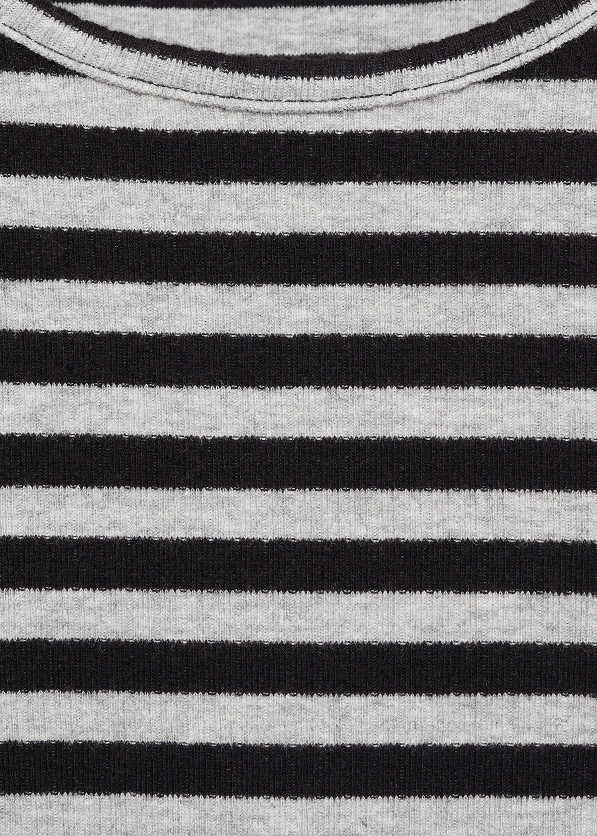 Striped rib T-shirt - Details of the article 0, Dark Heather Grey. Ref: 87070617-00.