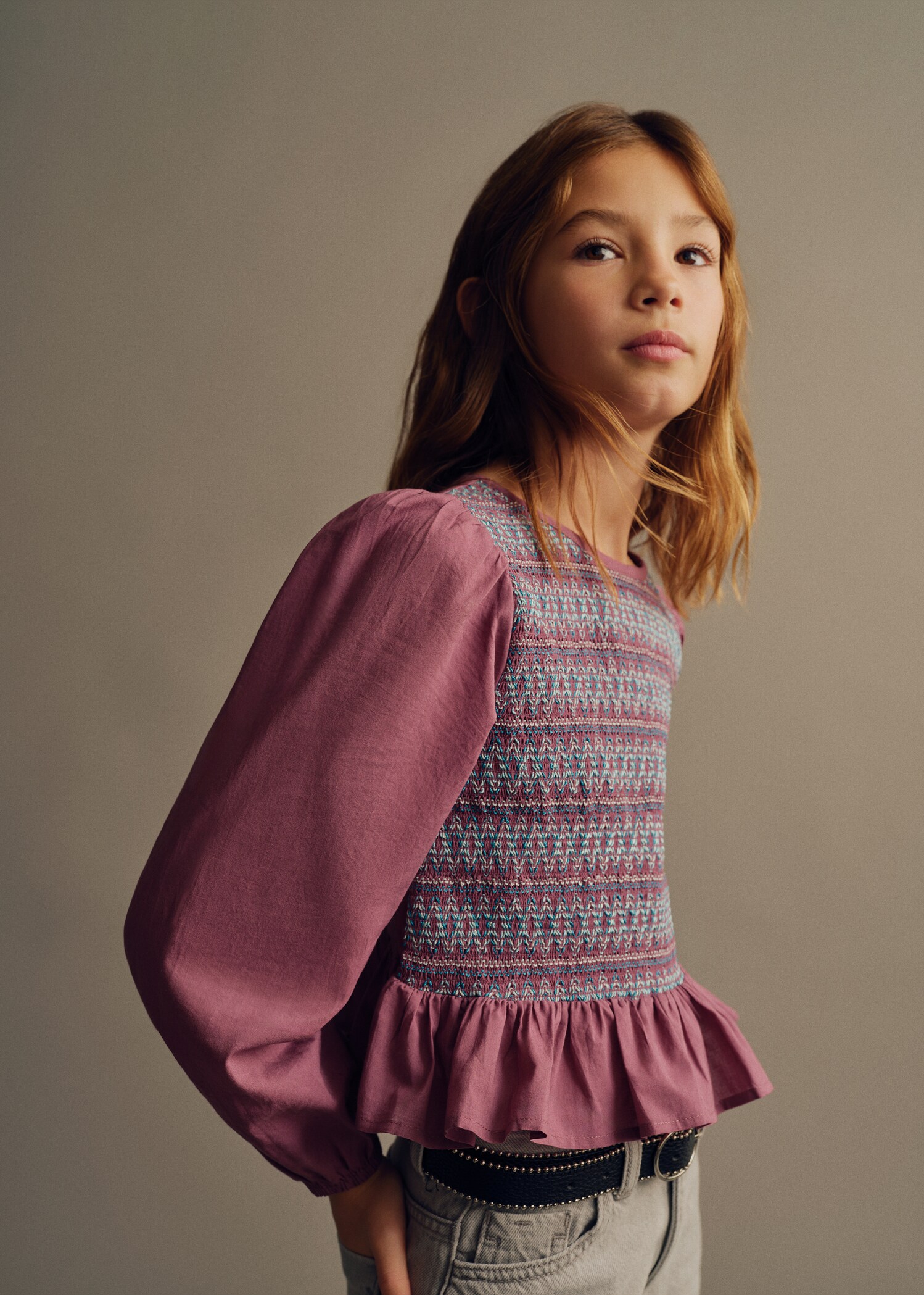 Blusa nido de abeja - Plano medio