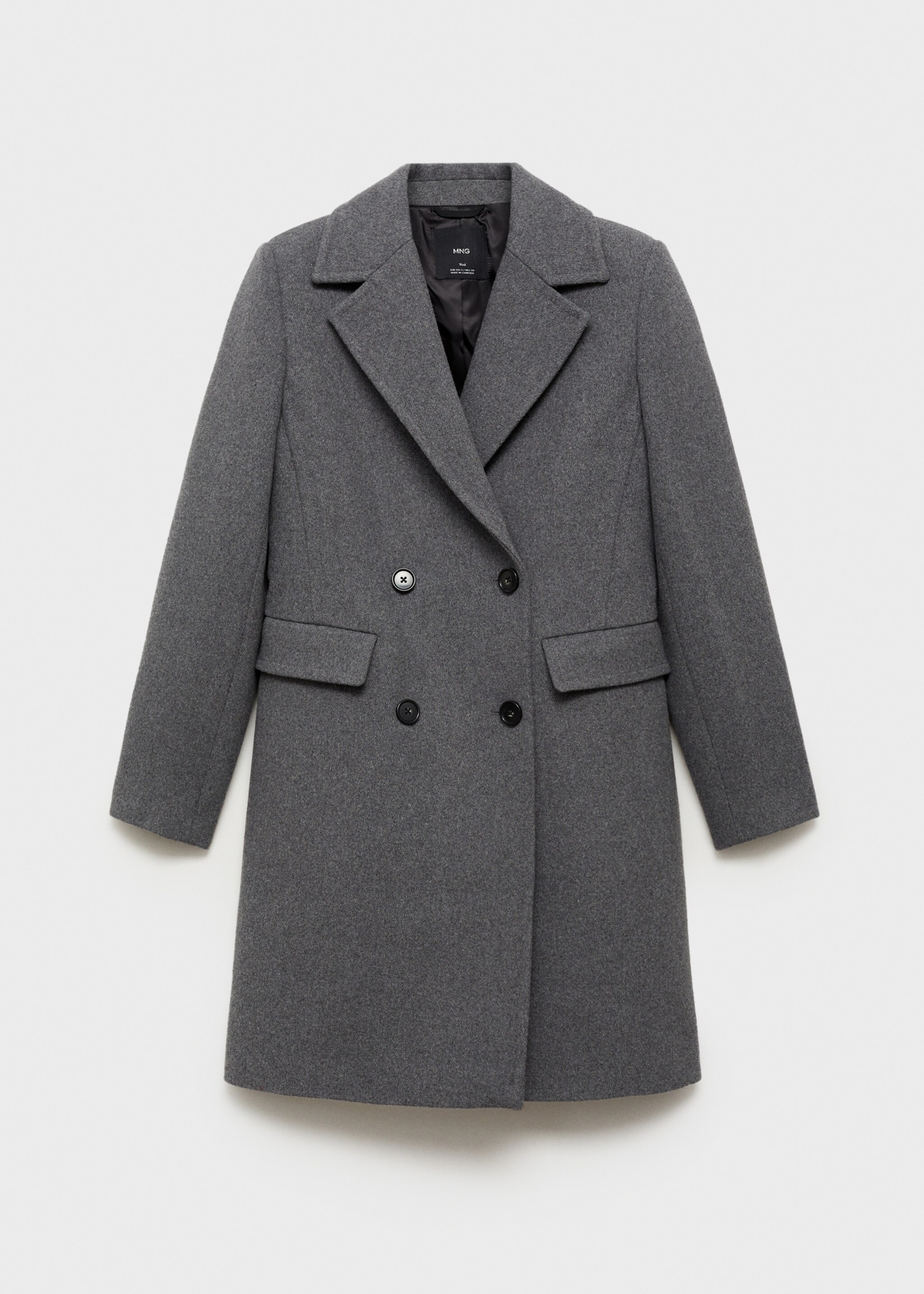 Abrigo midi lana doble botonadura - Artículo sin modelo, Gris. Ref: 87070623-00.