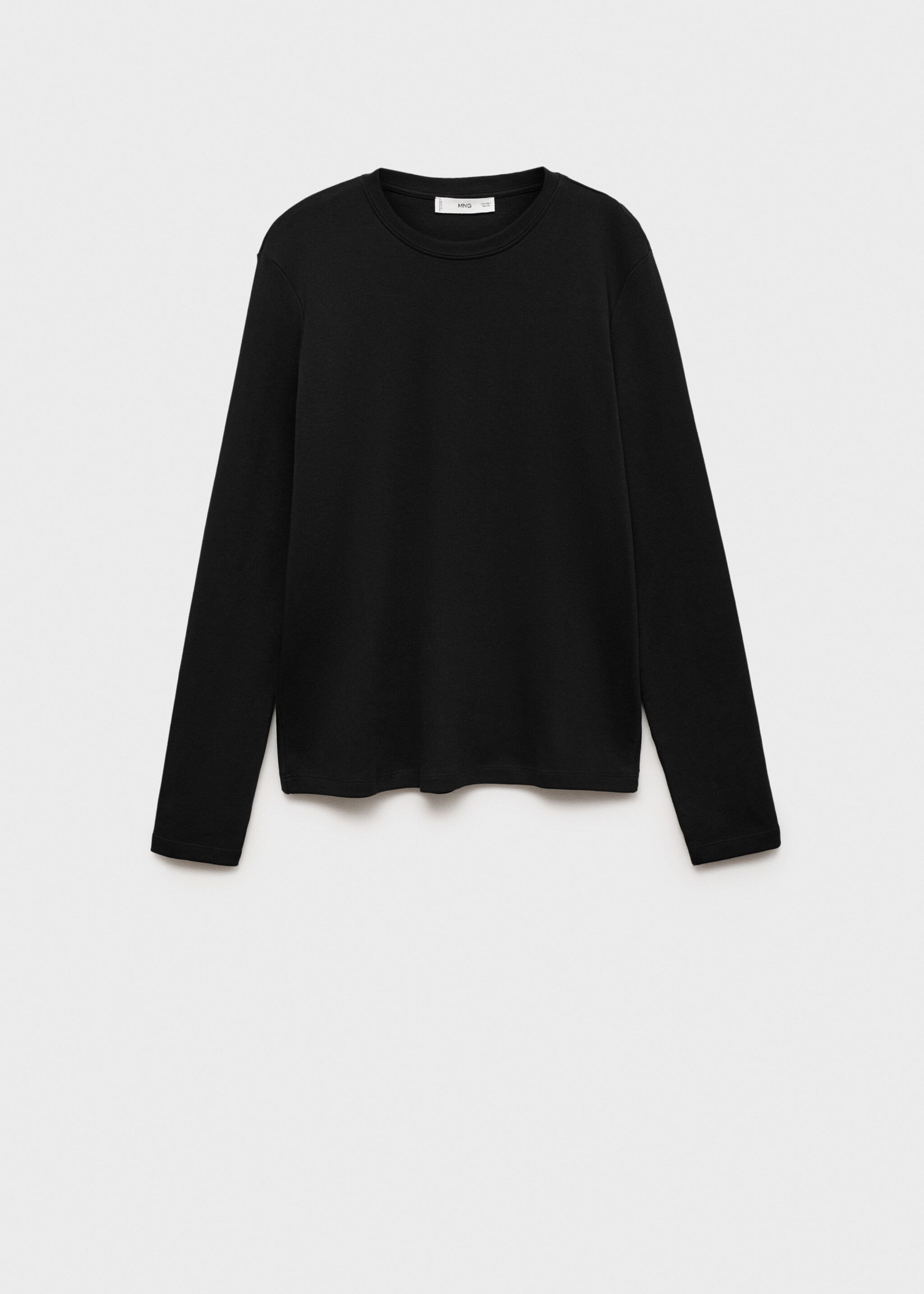 Langärmliges Baumwoll-T-Shirt - Artikel ohne Model, Schwarz. Ref: 87070624-00.
