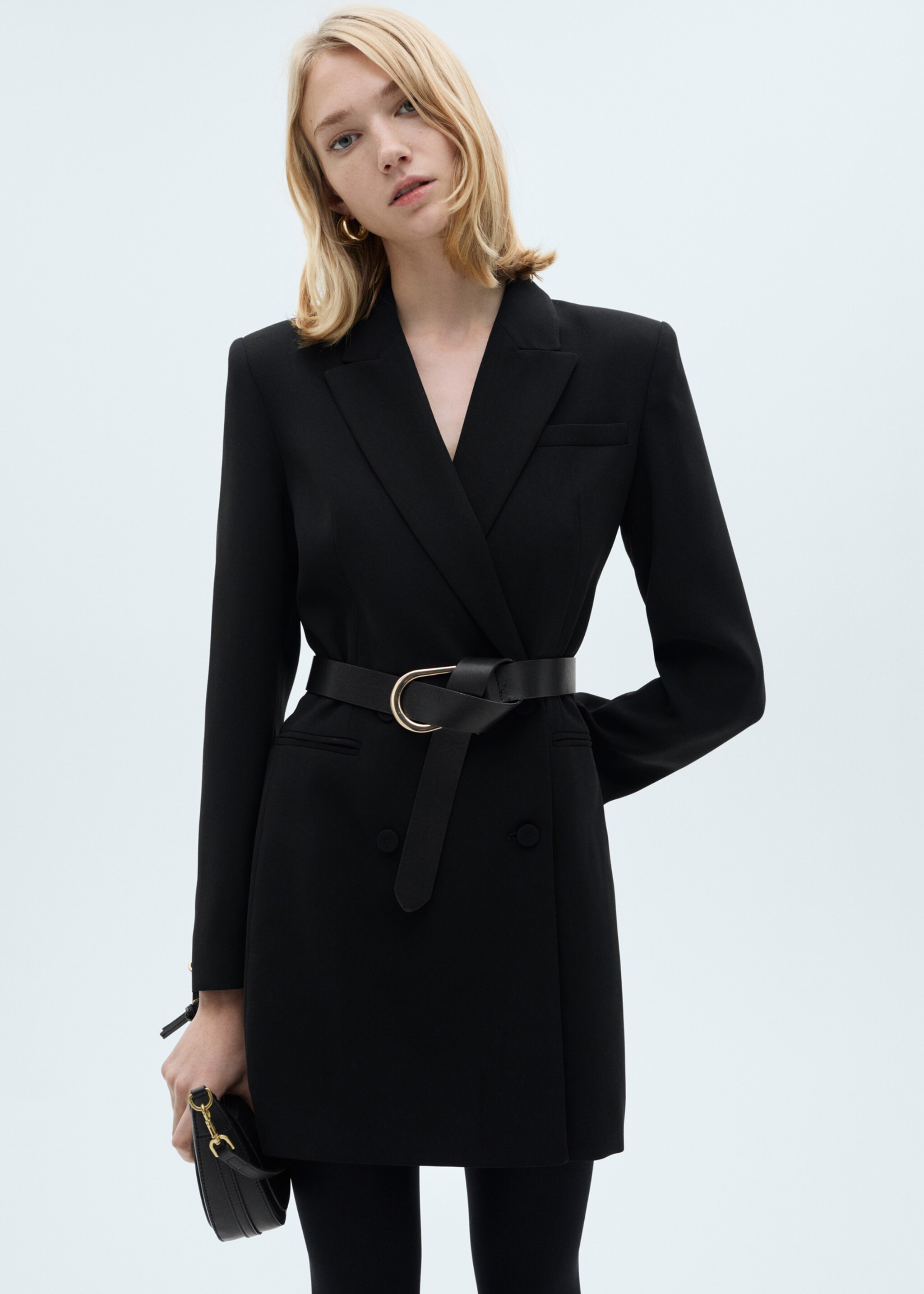Belted blazer dress - Medium plane, Black. Ref: 87070630-00.