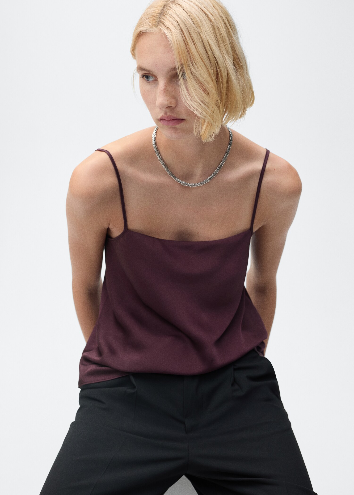 Satin top with thin straps - Medium plane