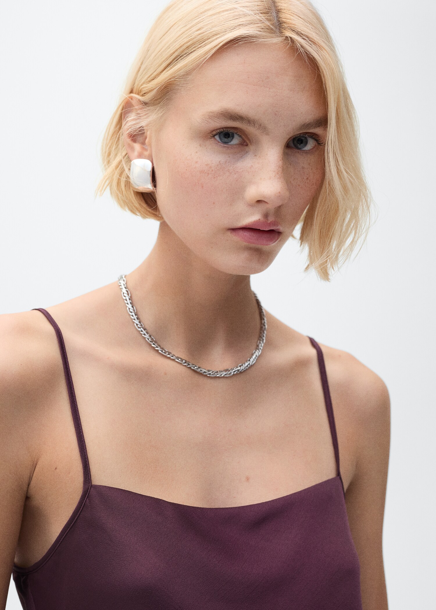 Satin top with thin straps - Details of the article 1