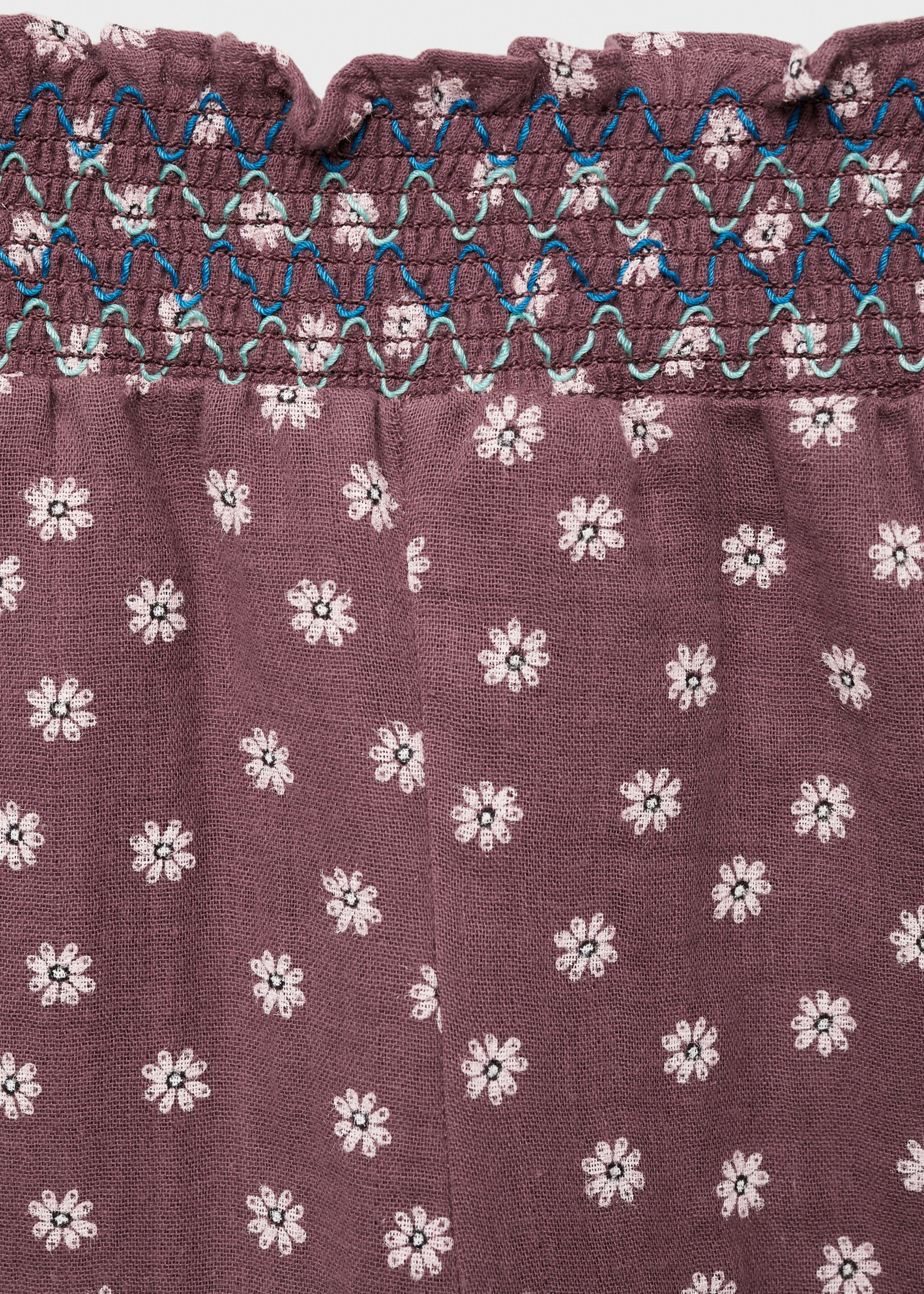 Wzorzyste bawełniane spodnie - Szczegóły artykułu 8, Kasztanowy. Ref: 87070634-00.