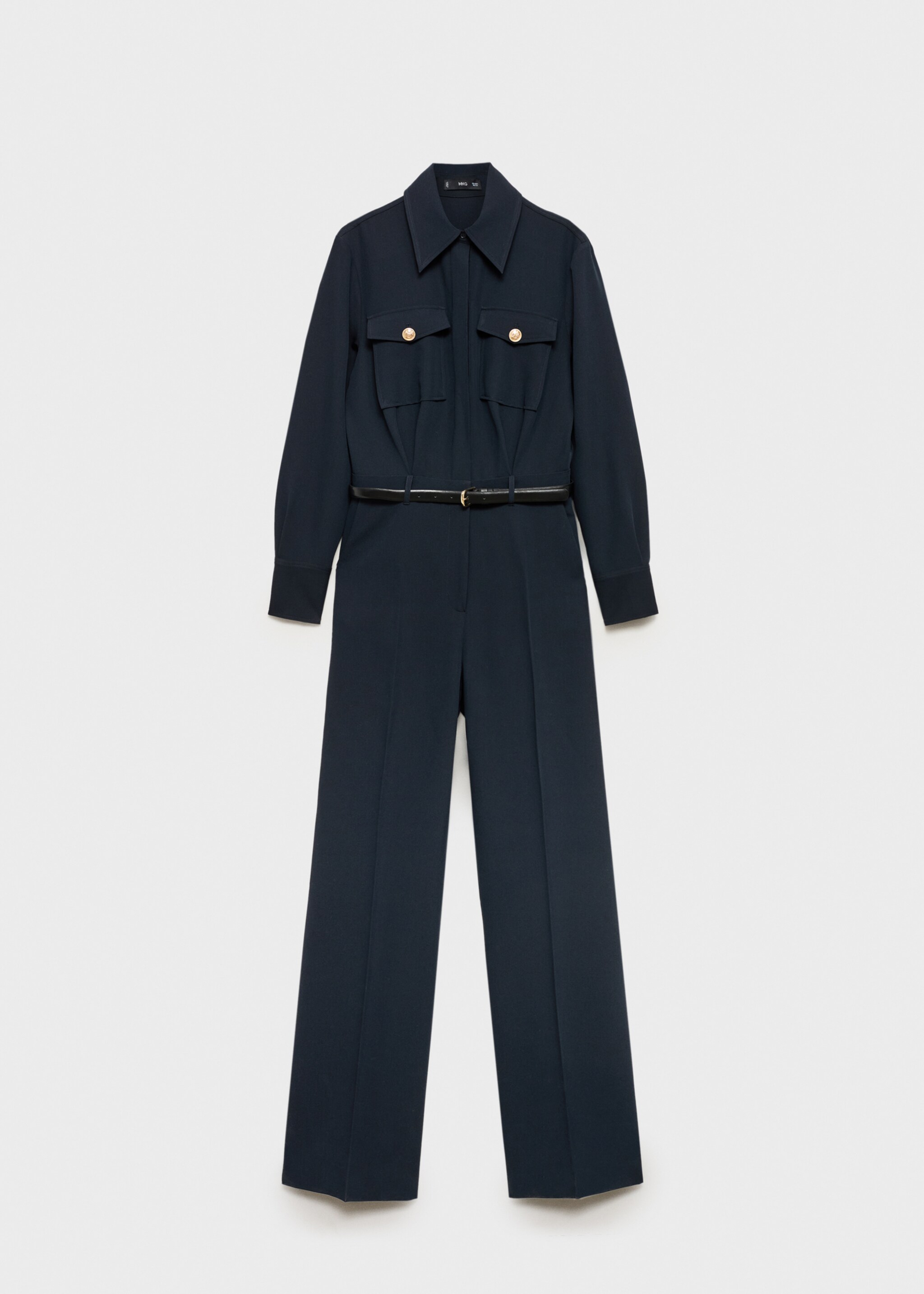 Straight-fit jumpsuit with belt - Article without model, Dark Navy. Ref: 87070636-00.
