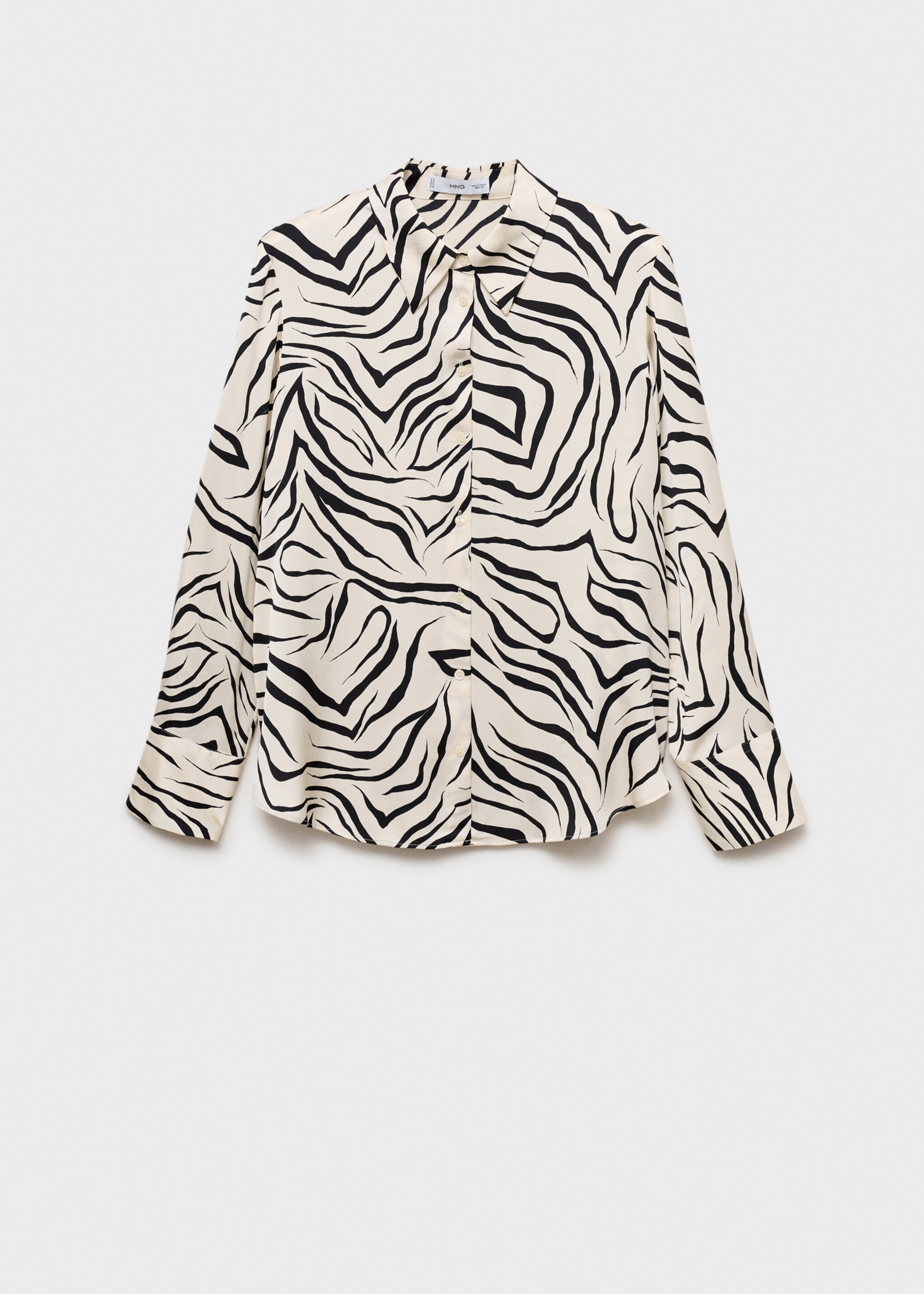 Satin print shirt - Article without model, Ecru. Ref: 87070639-00.