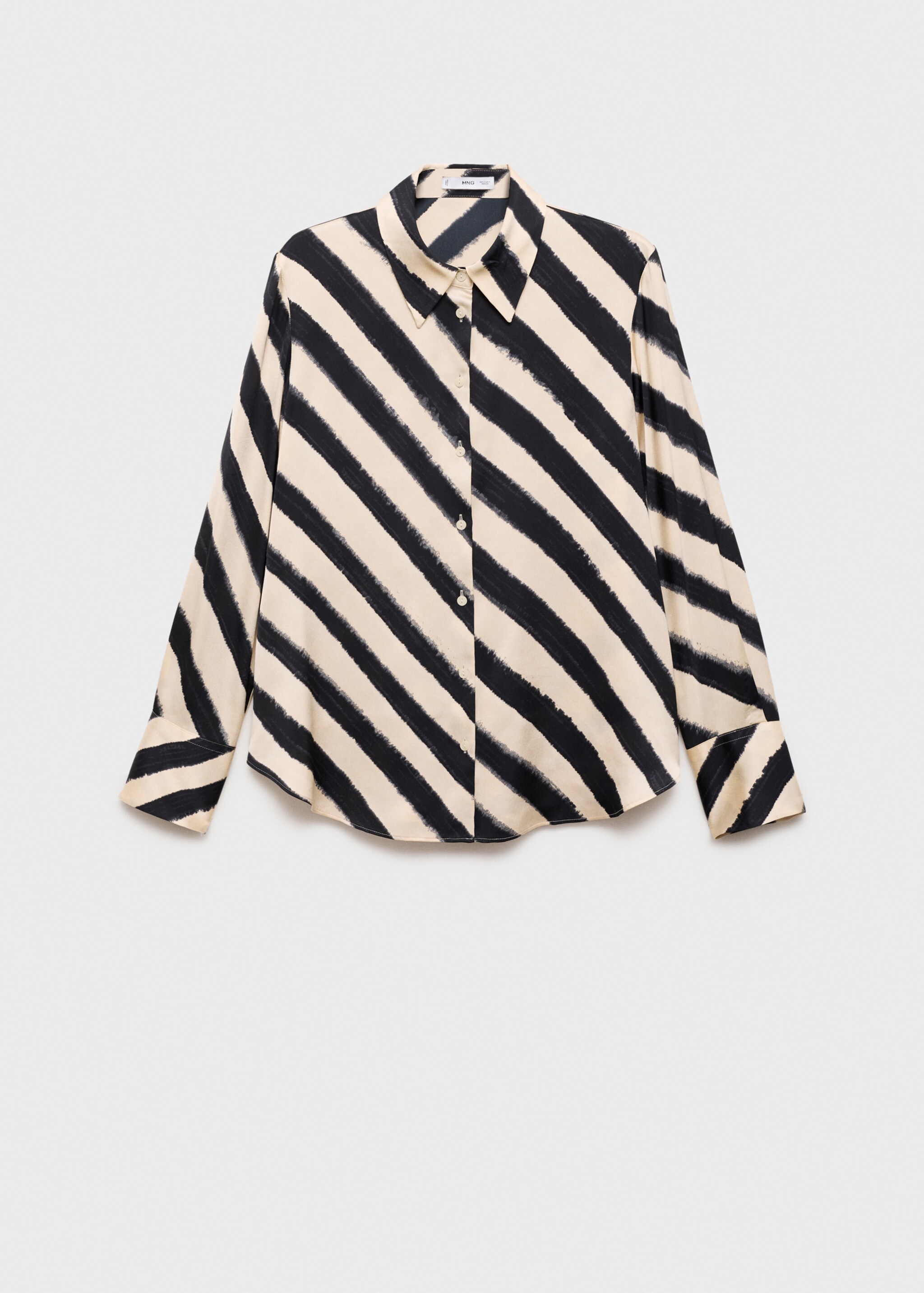 Satin print shirt - Article without model, Grey. Ref: 87070639-00.