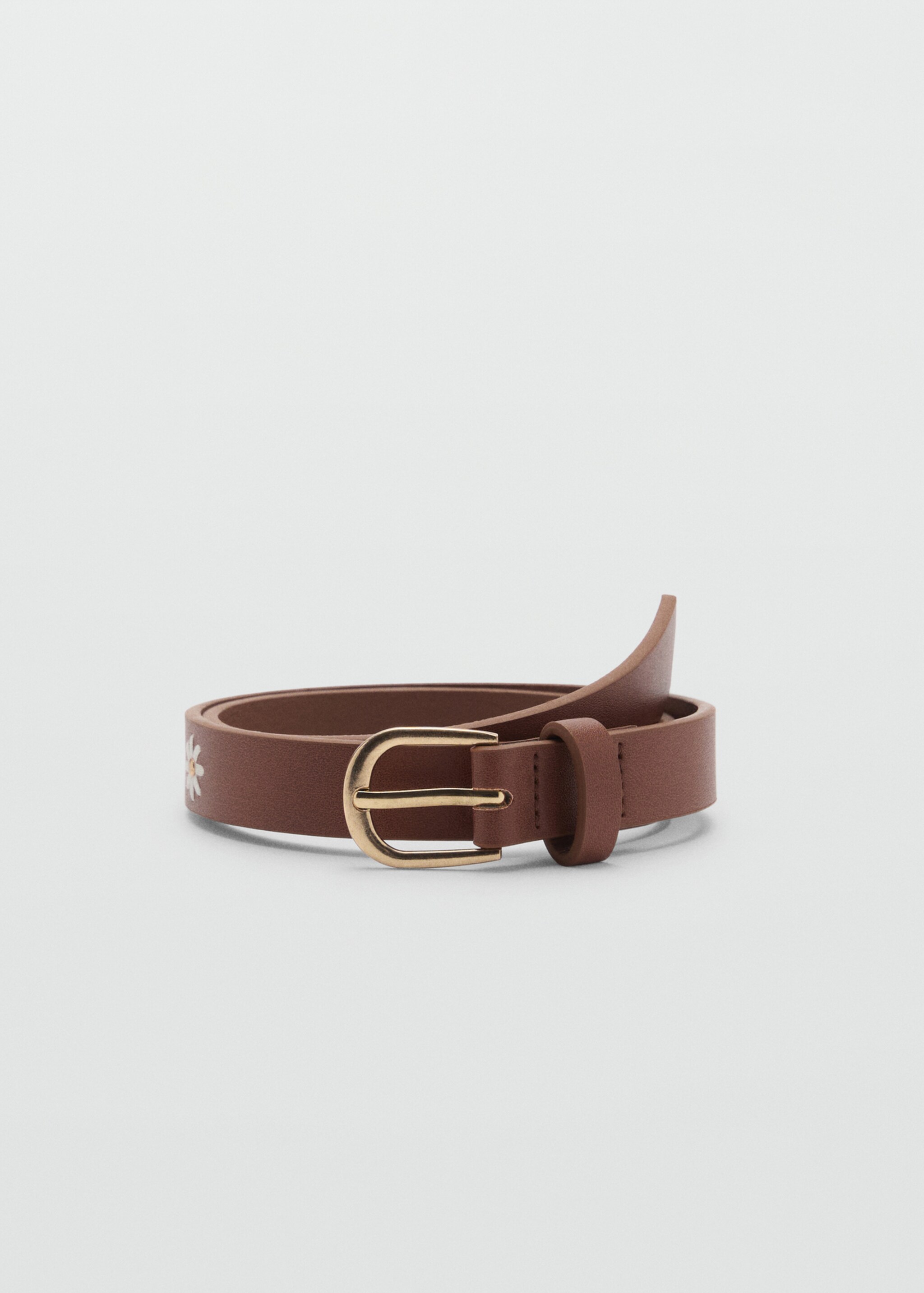 Ceinture à boucle fleur - Article sans modèle, Marron. Ref: 87070644-00.