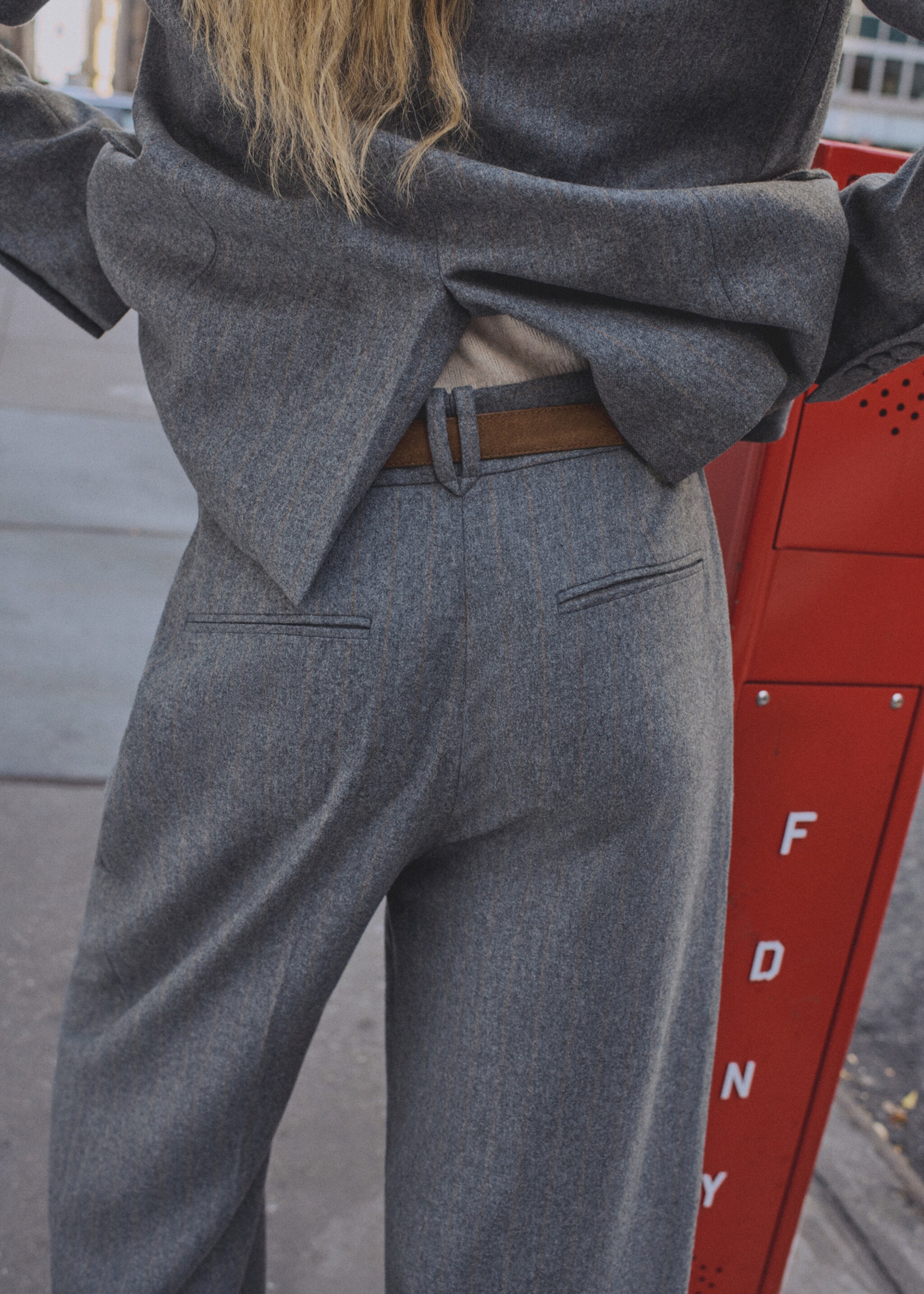 Wool-blend suit trousers - Details of the article 6, Grey. Ref: 87070653-00.