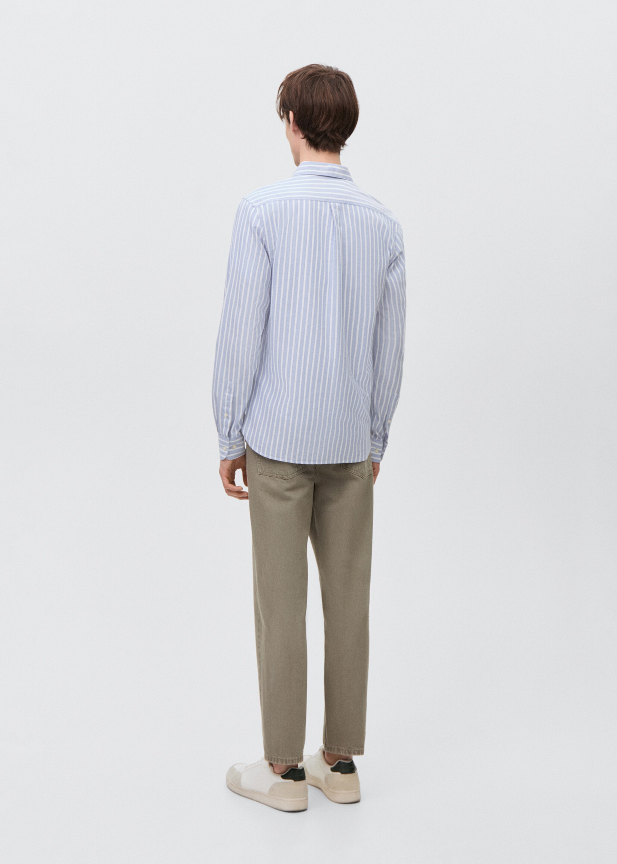 Striped Oxford shirt - Reverse of the article, Sky Blue. Ref: 87071054-00.