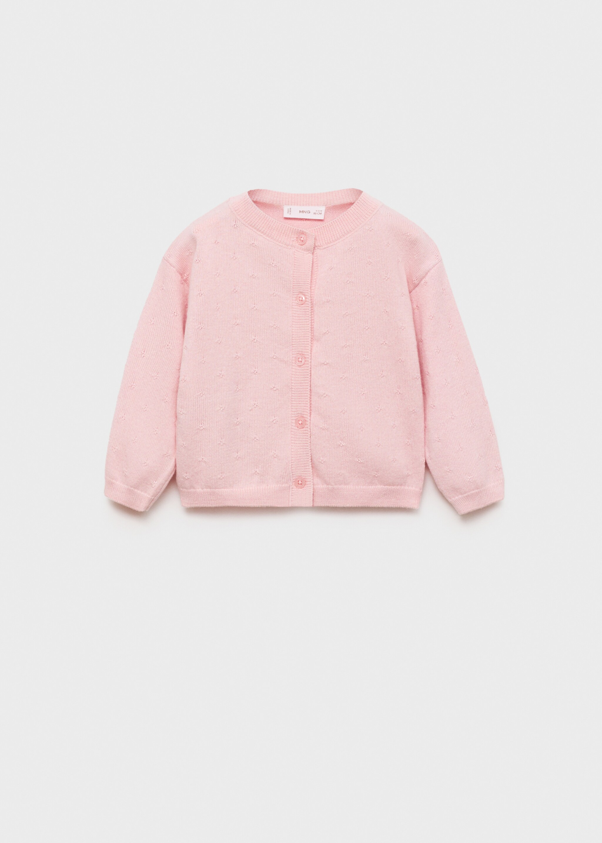 Button knit cardigan - Article without model, Pastel Pink. Ref: 87071055-00.
