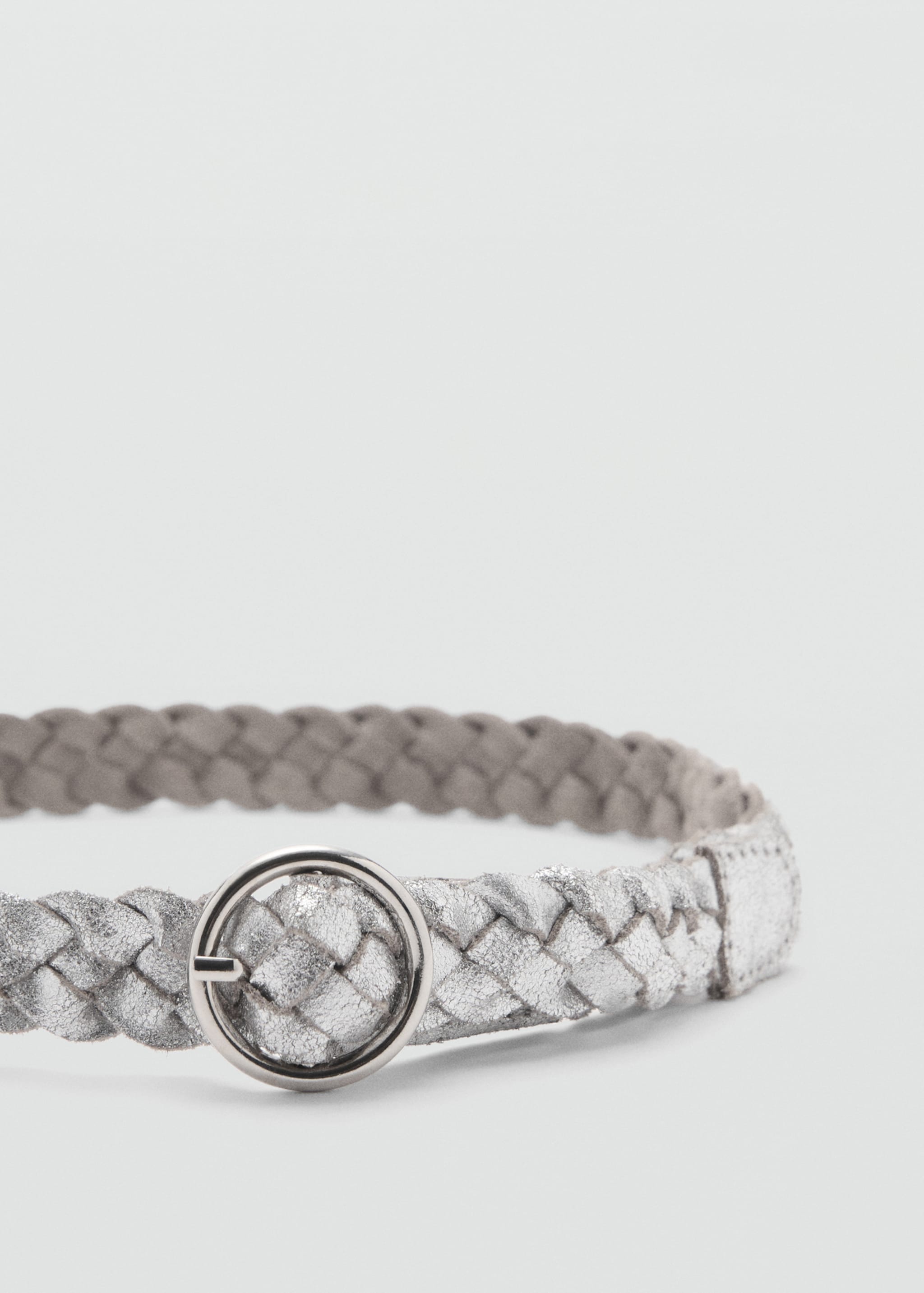 100 % kožni pleteni remen - Detalji artikla 1, Srebrna. Ref: 87071516-00.