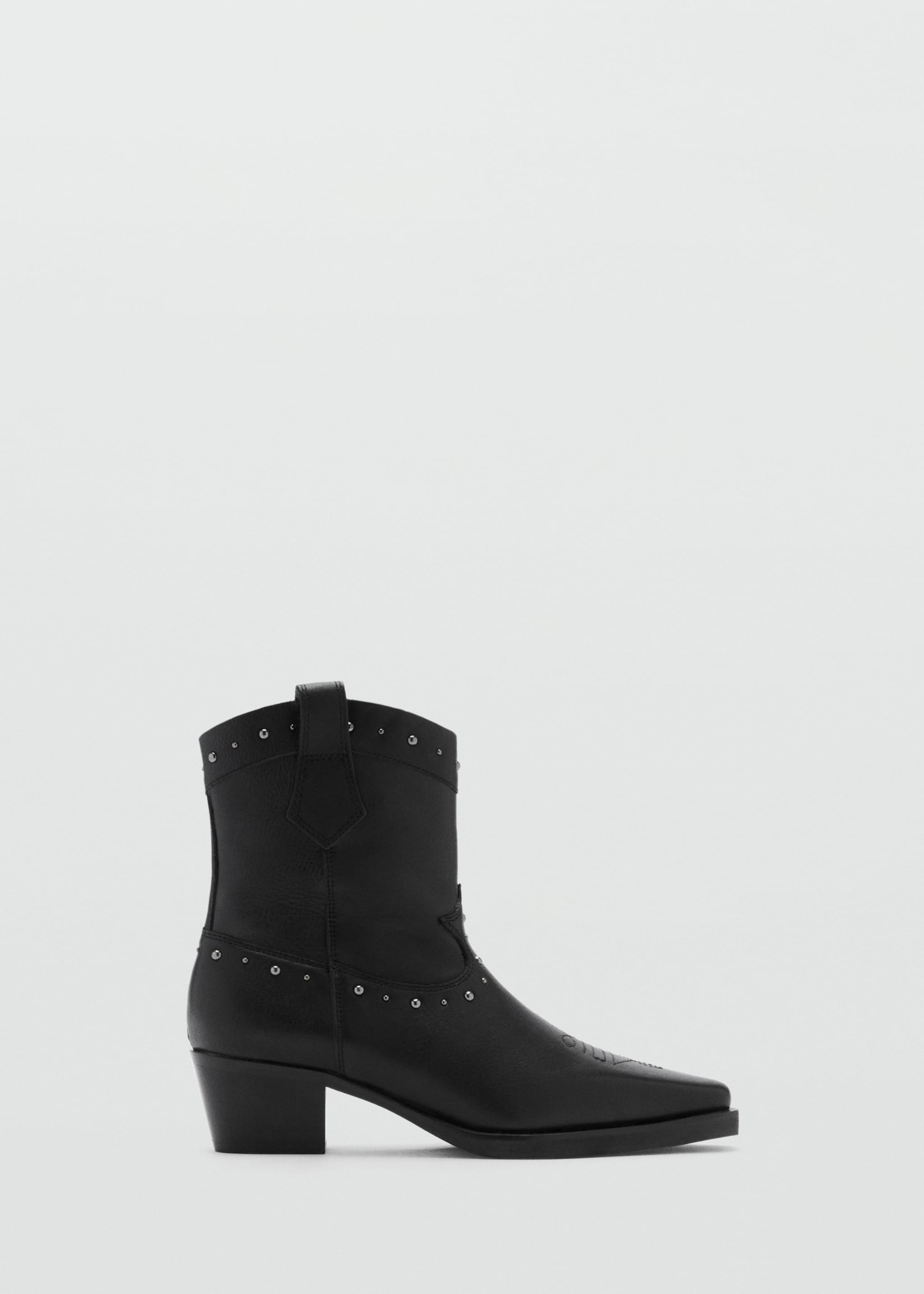 Cowboy-style leather ankle boots - Article without model, Black. Ref: 87071517-00.