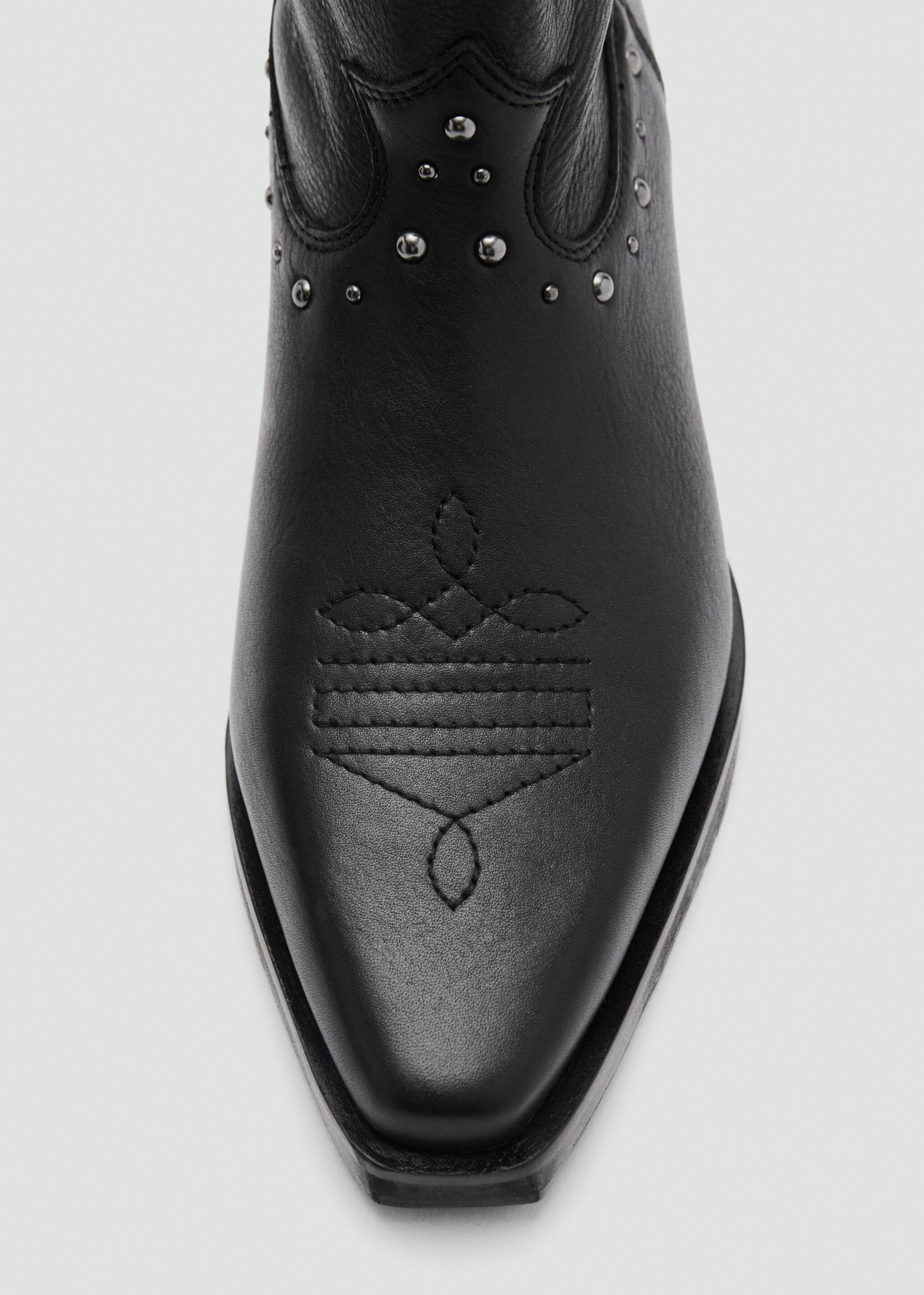 Cowboy-style leather ankle boots - Details of the article 1, Black. Ref: 87071517-00.