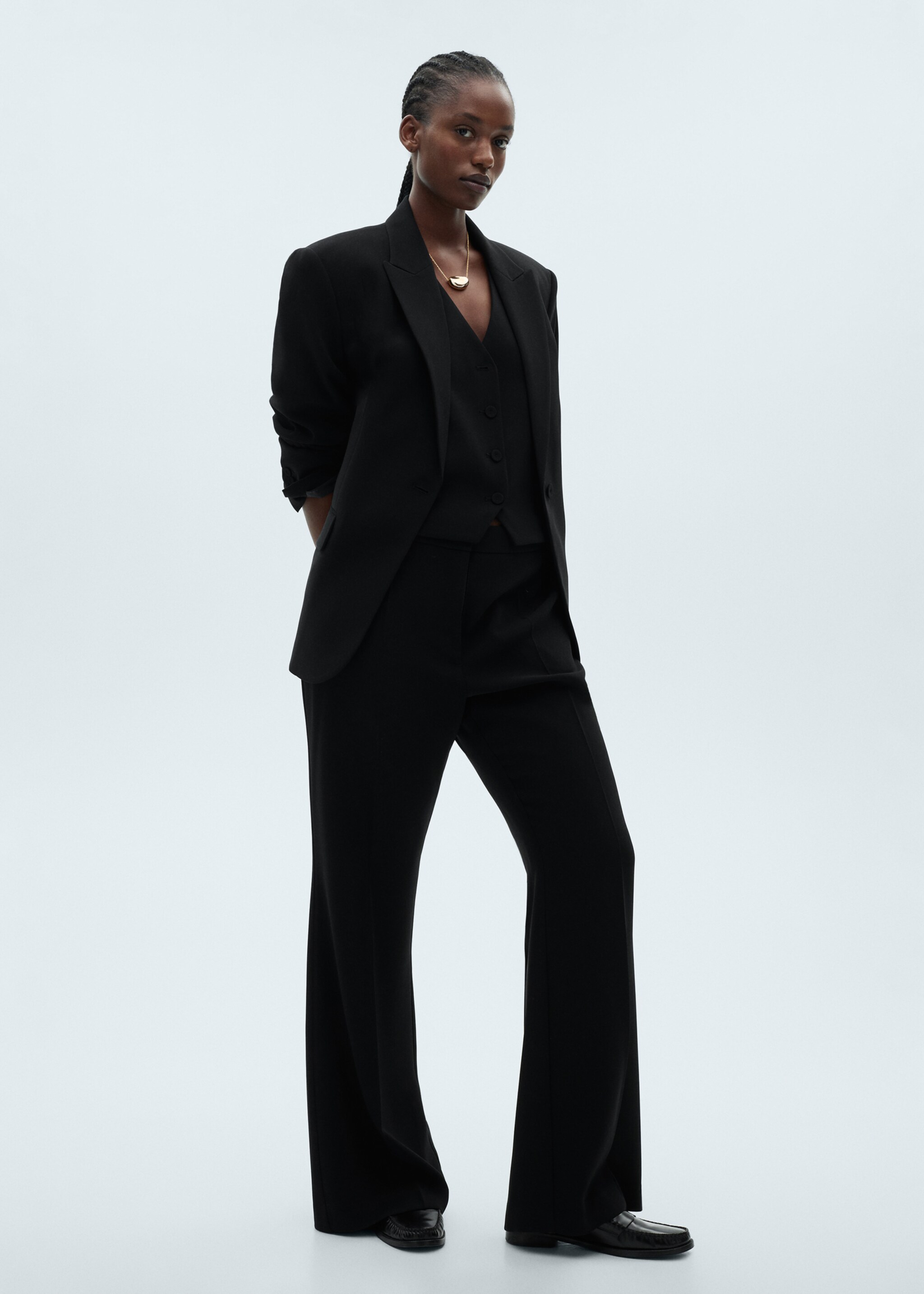 Structured suit blazer - Details of the article 3, Black. Ref: 87071518-00.