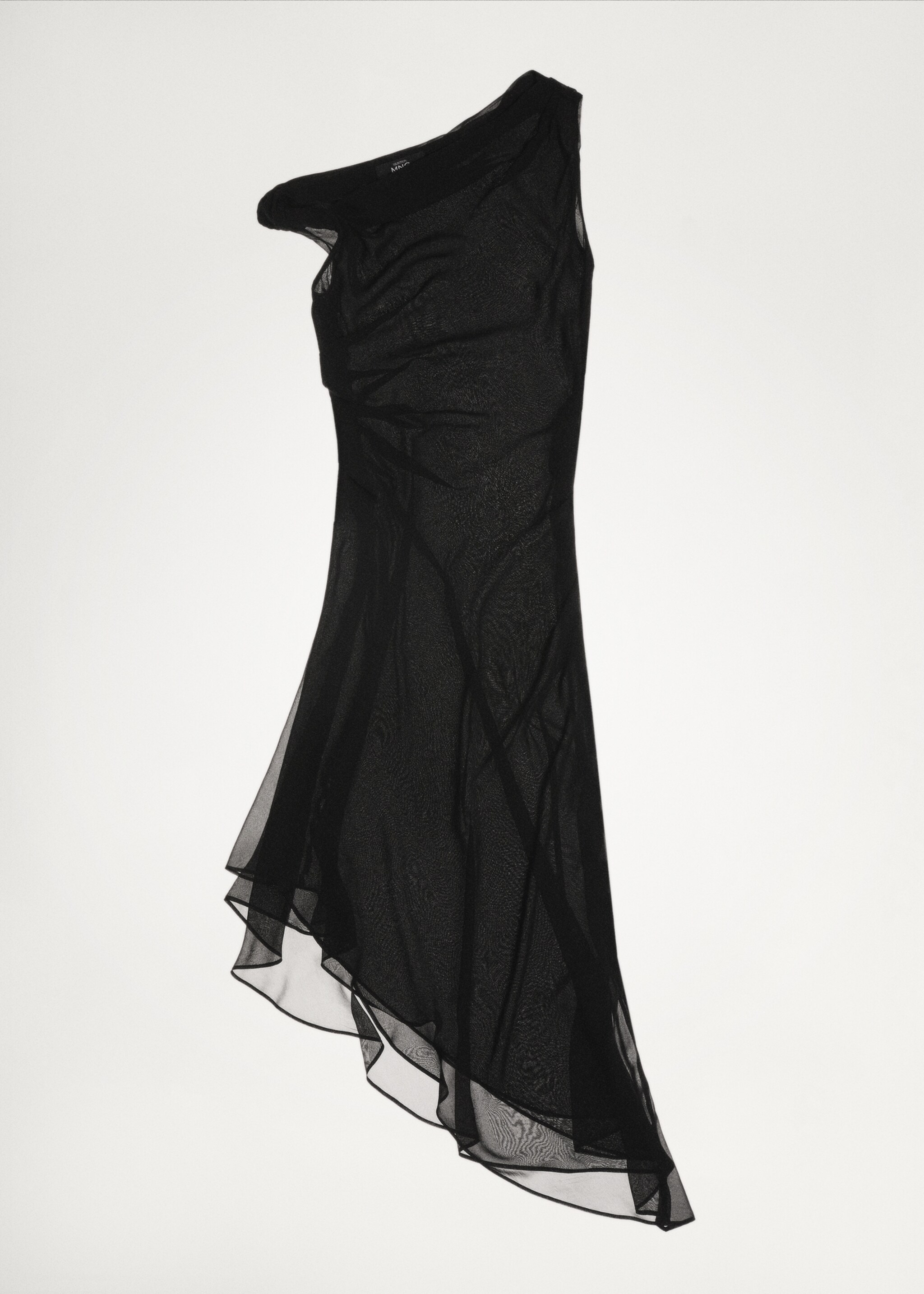 Asymmetric draped gown - Details of the article 7, Black. Ref: 87072026-00.