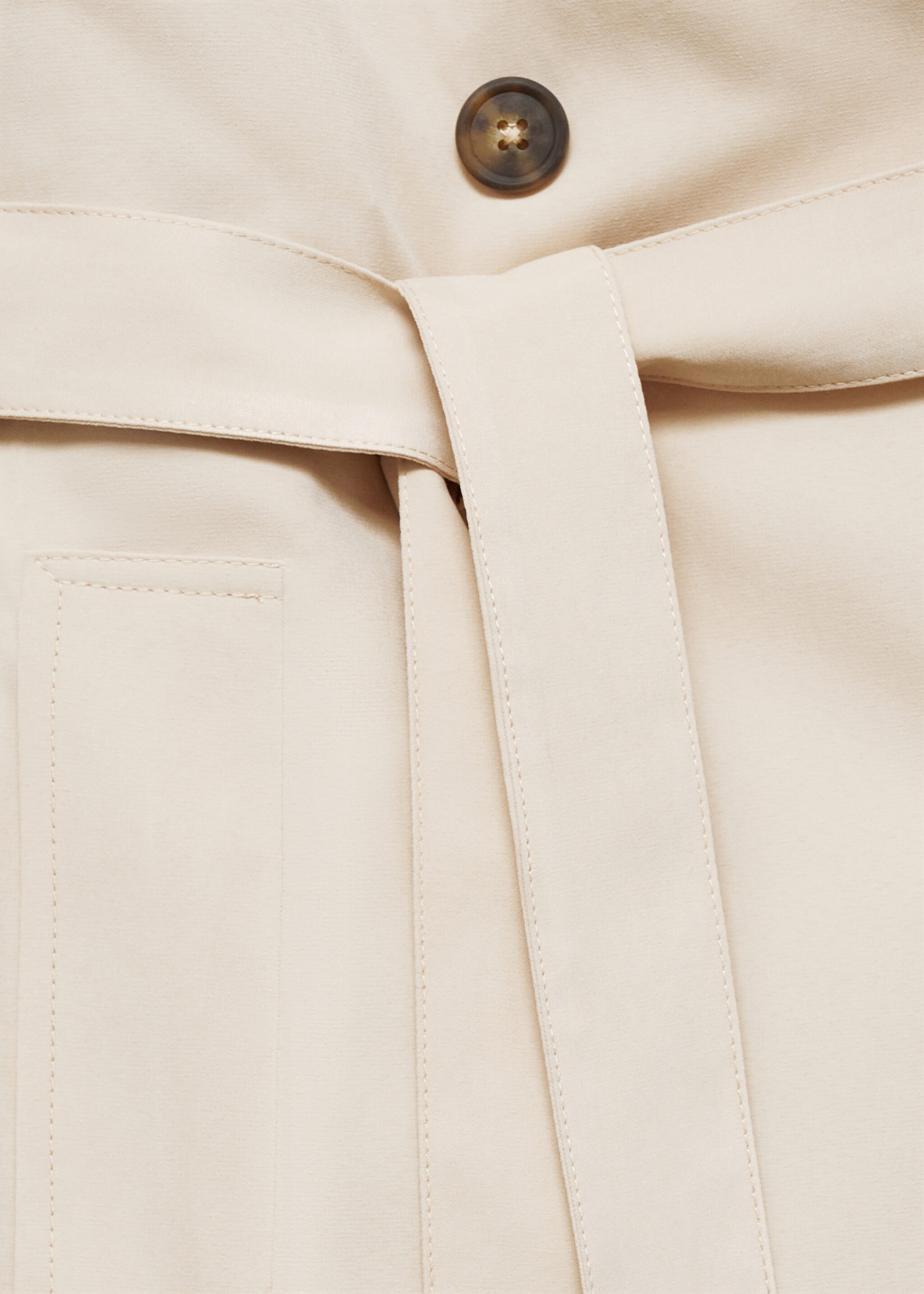 Soepelvallende trenchcoat met ceintuur - Detail van het artikel 8, Open beige. Ref: 87072536-00.