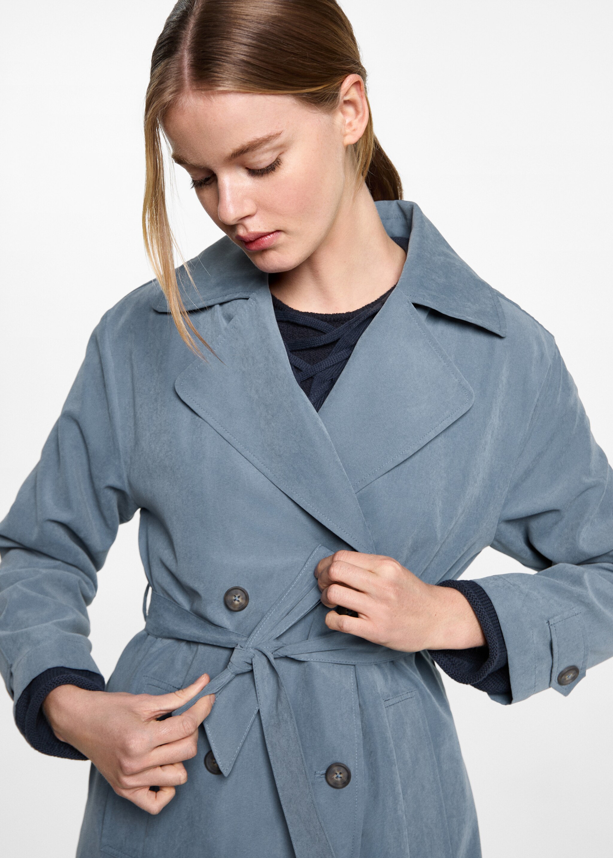 Trench fluide ceinture - Plan moyen, Bleu. Ref: 87072536-00.