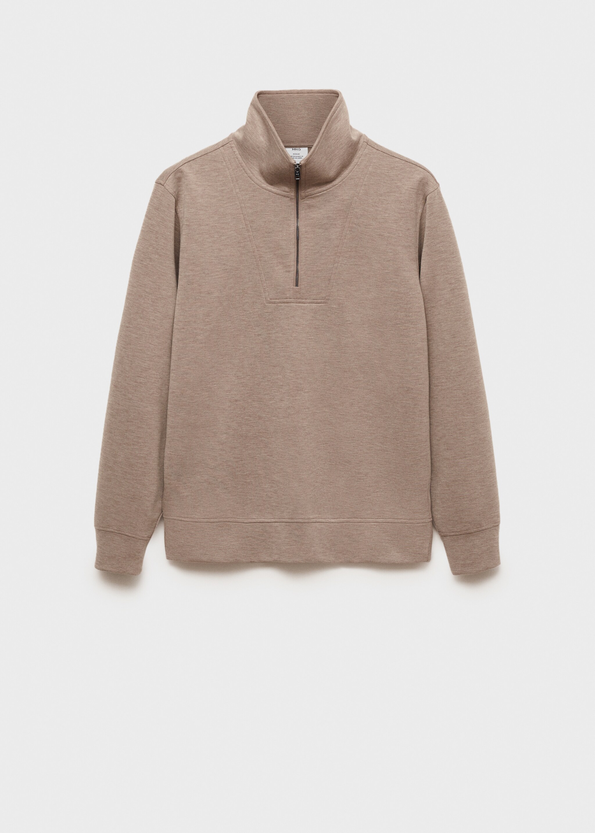 Regular-fit zip-neck sweatshirt - Article without model, Mink Grey. Ref: 87072888-00.