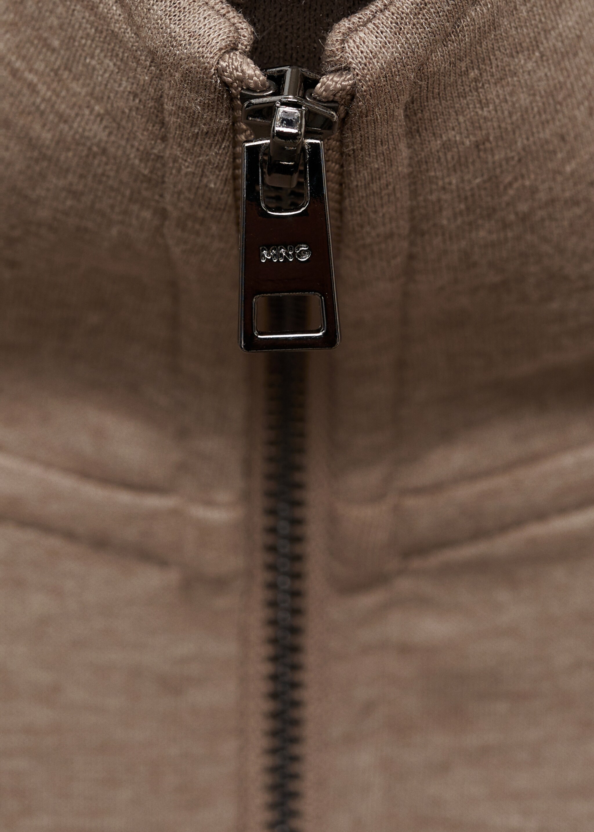 Regular-fit zip-neck sweatshirt - Details of the article 8, Mink Grey. Ref: 87072888-00.