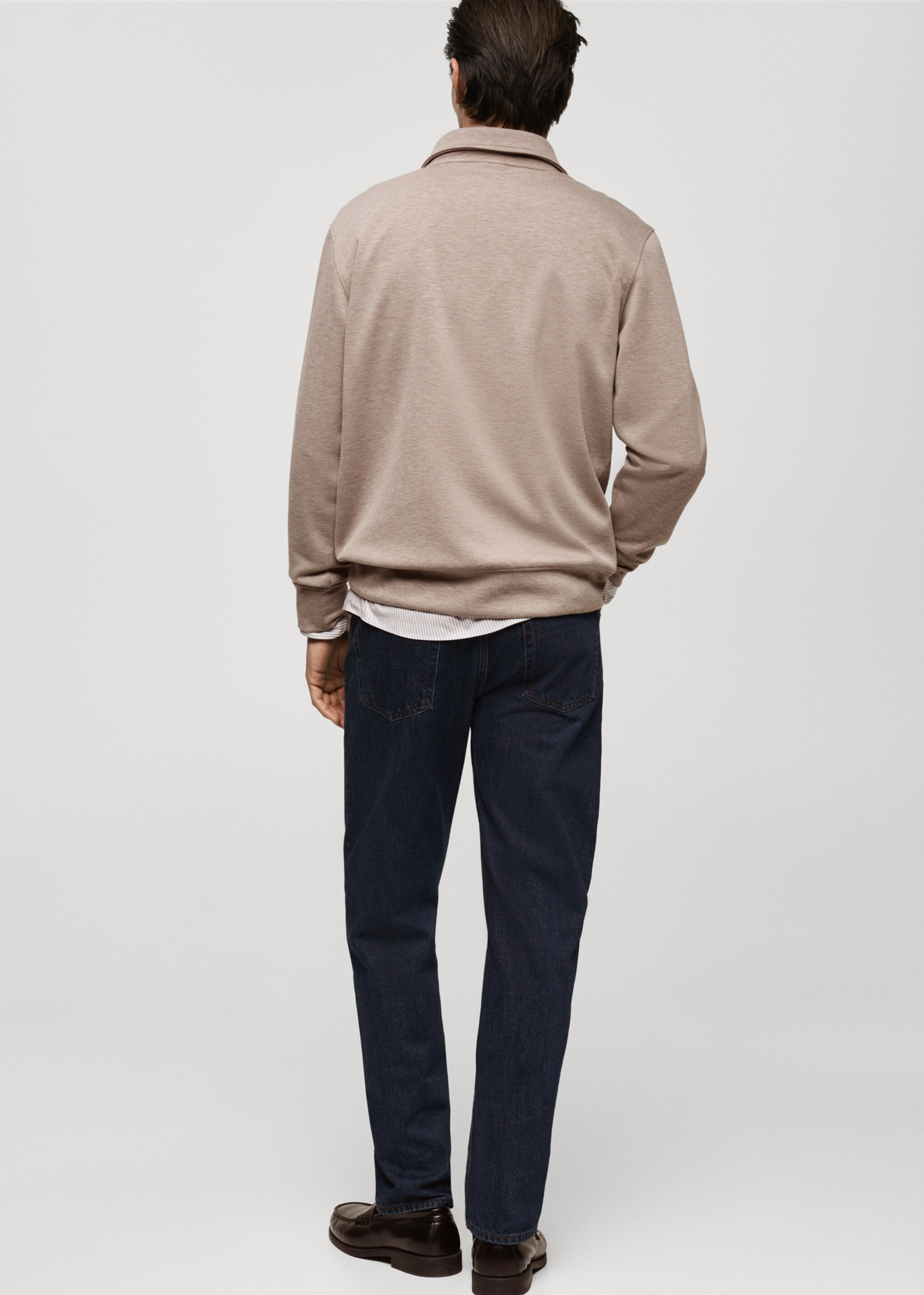 Regular-fit zip-neck sweatshirt - Reverse of the article, Mink Grey. Ref: 87072888-00.