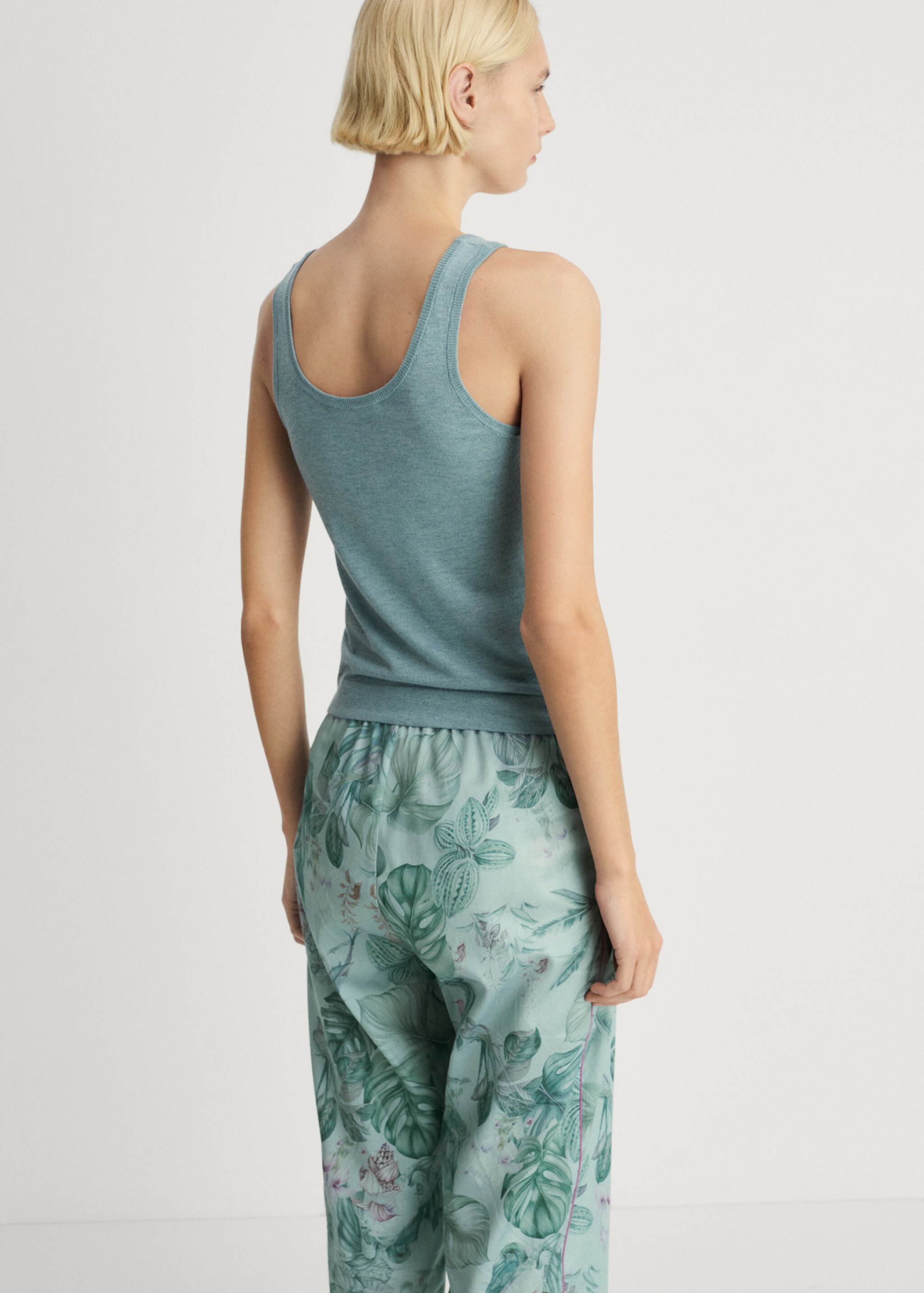 Ribbed knit tank top - Reverse of the article, Mint Green. Ref: 87072892-00.