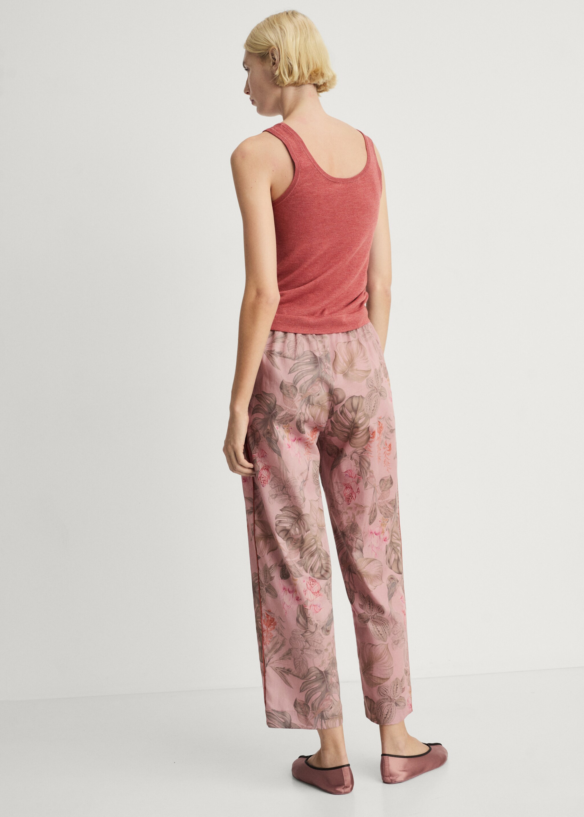 Ribbed knit tank top - Reverse of the article, Medium Pink. Ref: 87072892-00.