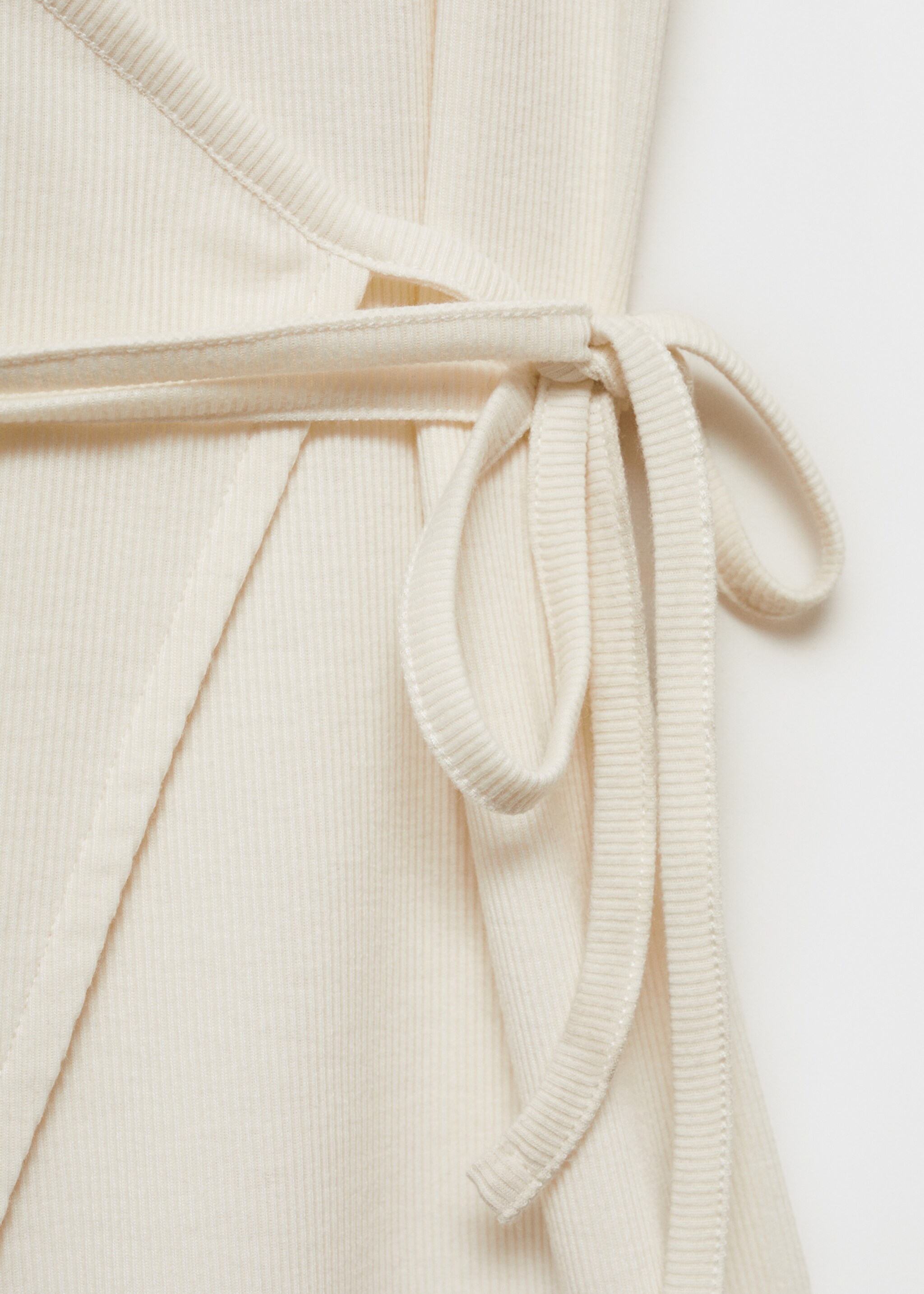 Rib-knit cardigan with tie - Details of the article 0, Vanilla. Ref: 87072893-00.