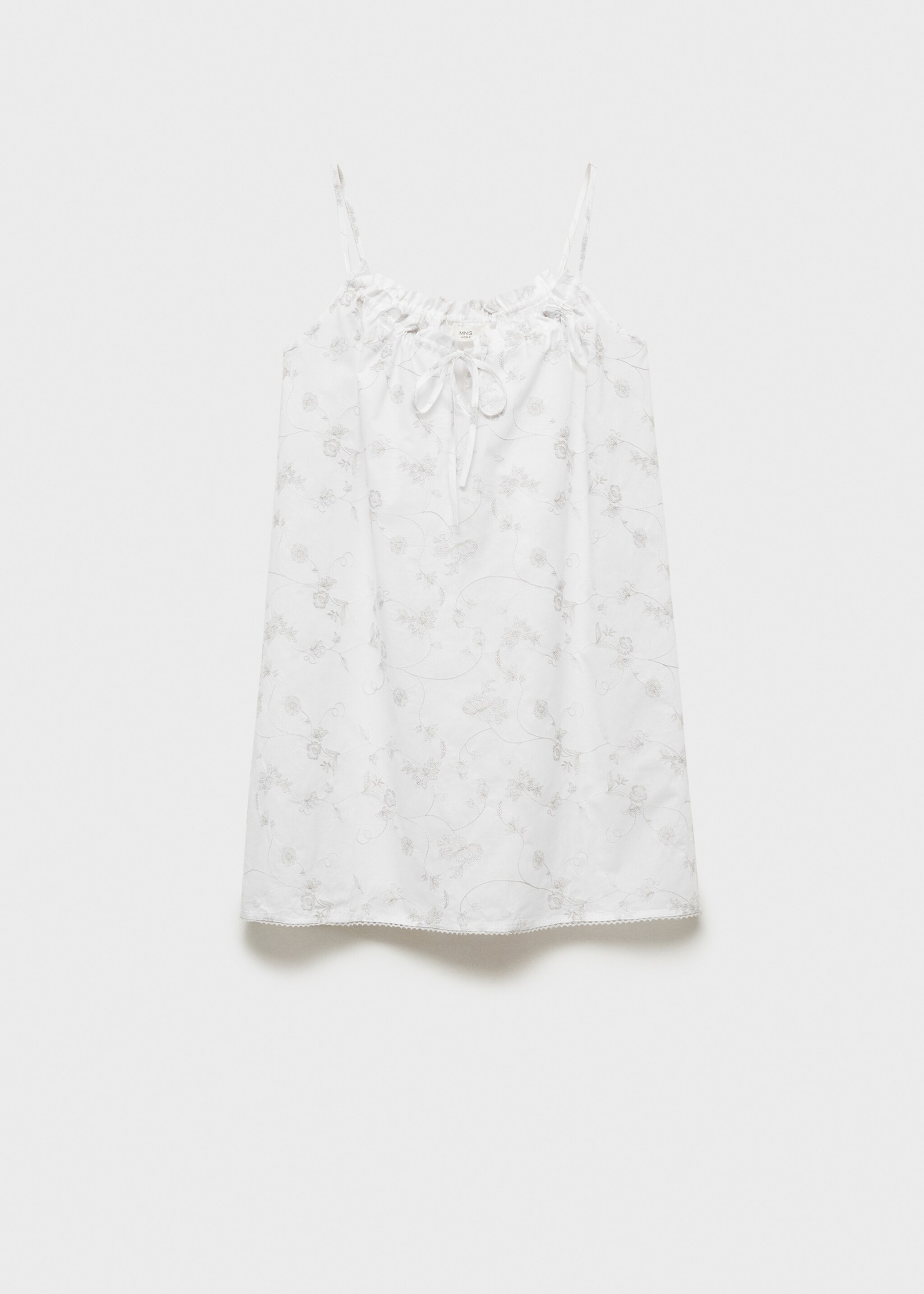 Nachthemd mit Blumenstickerei - Artikel ohne Model, Weiß. Ref: 87072897-00.