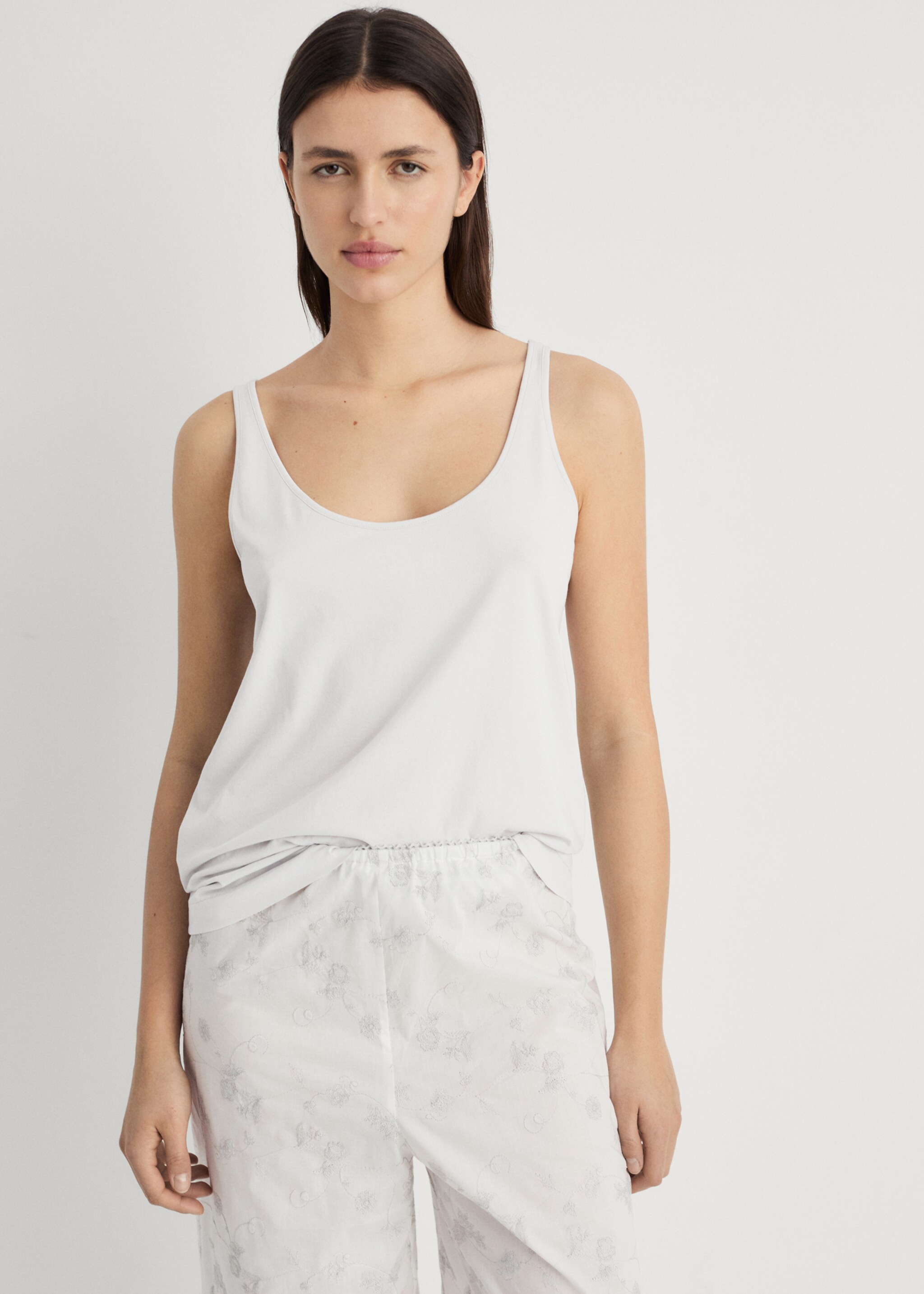 Pyjama top with straps - Medium plane, White. Ref: 87072898-00.