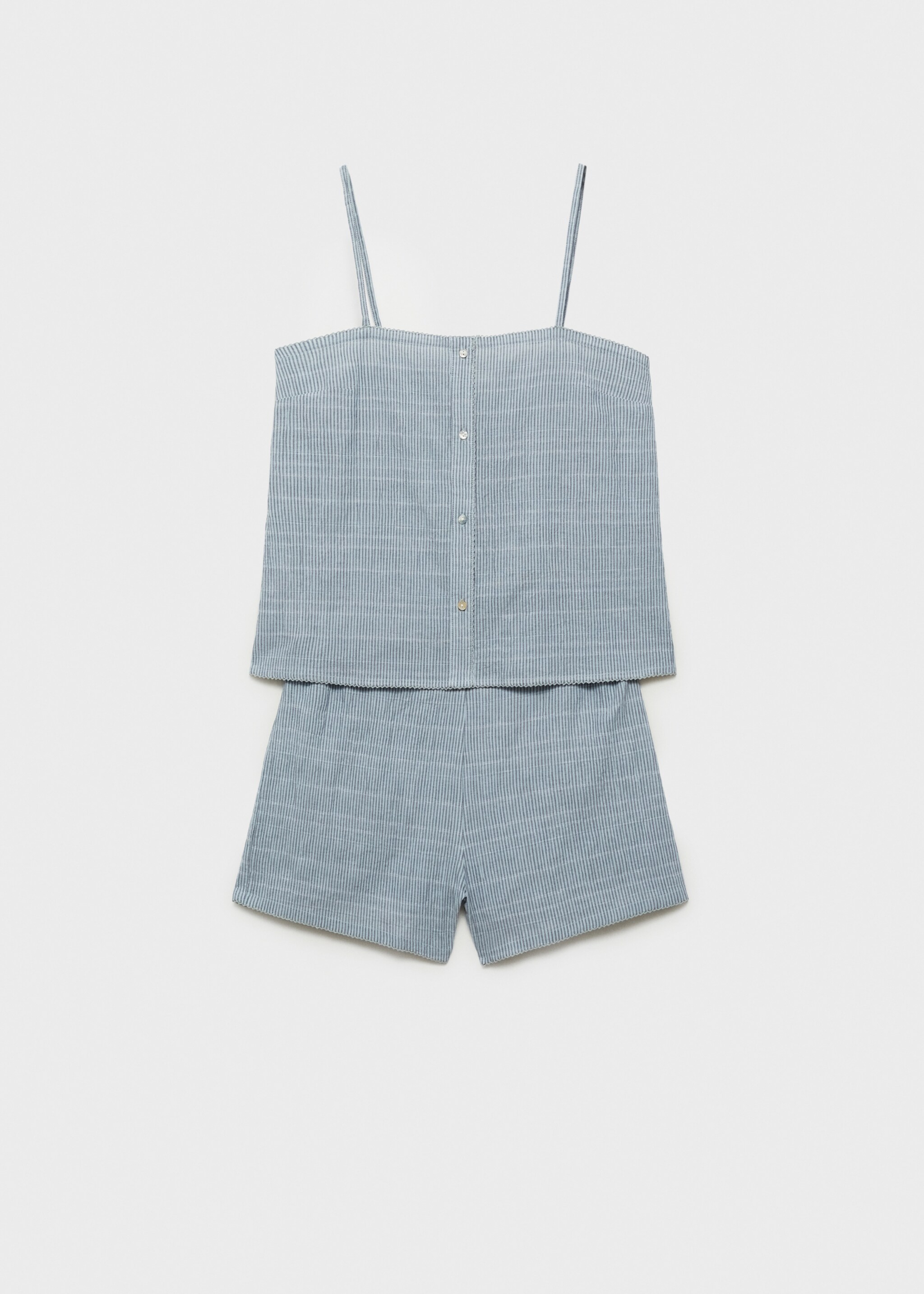Two-piece cotton woven stripe seersucker pyjamas - Article without model, Mint Green. Ref: 87072899-00.
