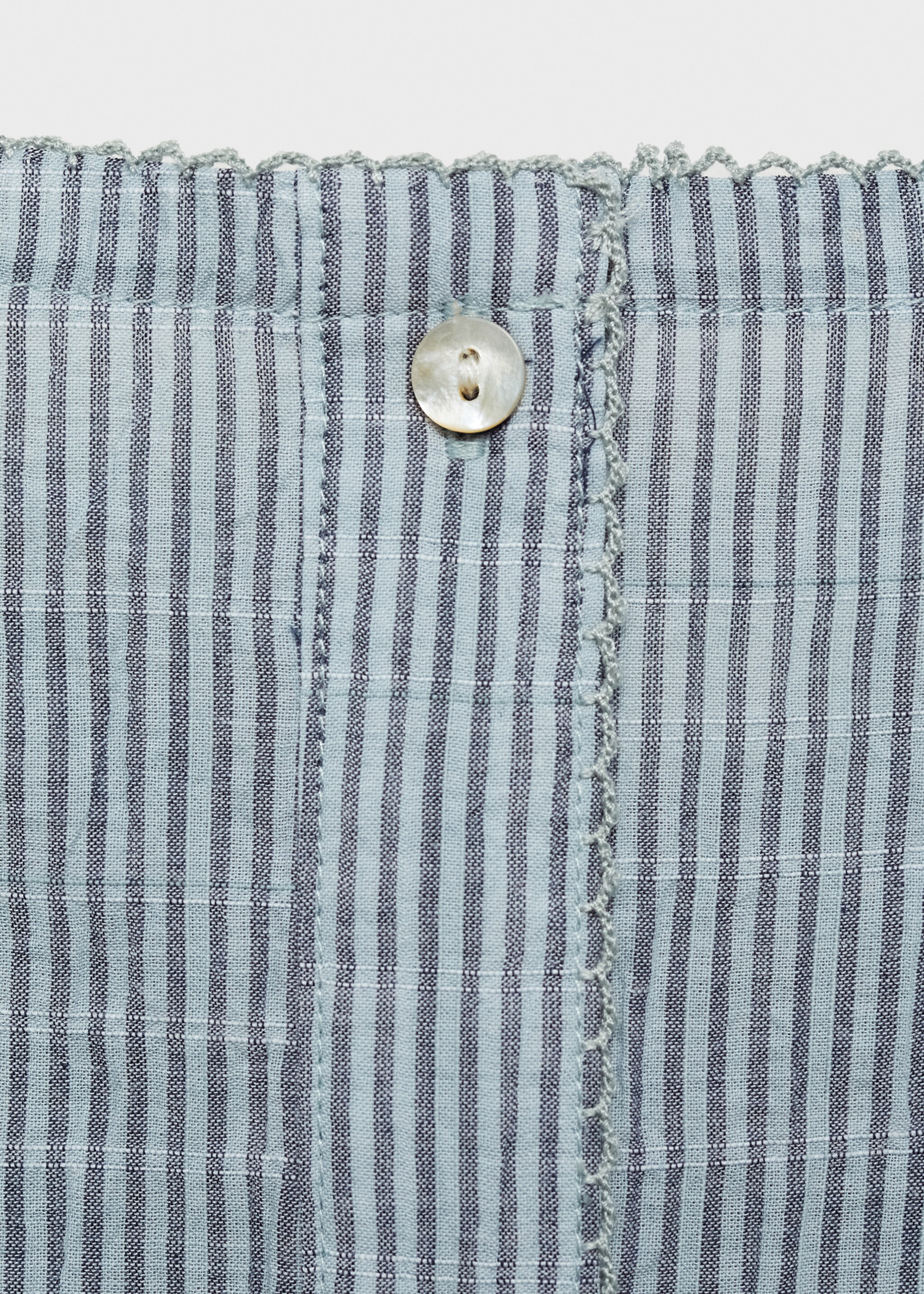Two-piece cotton woven stripe seersucker pyjamas - Details of the article 0, Mint Green. Ref: 87072899-00.