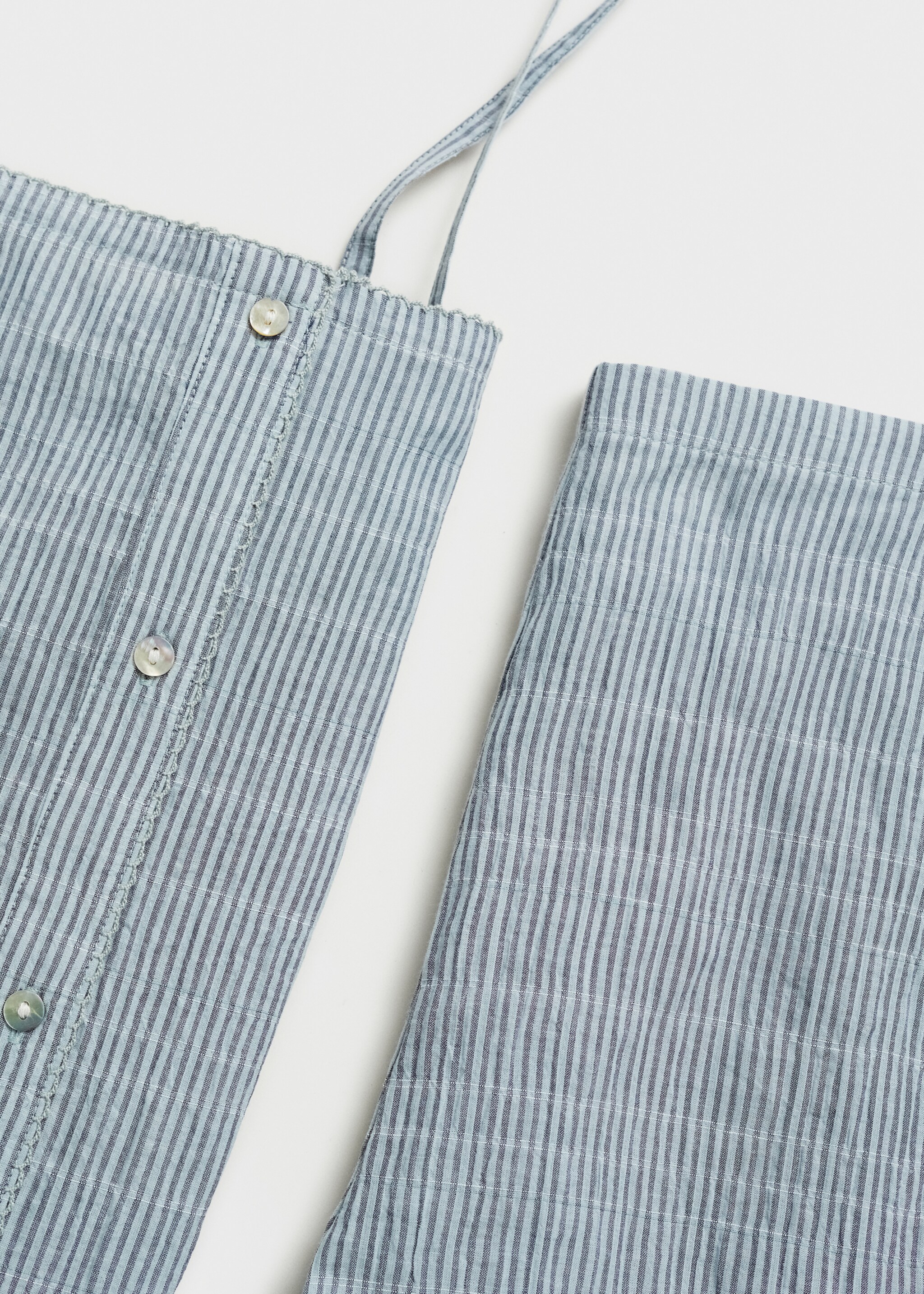 Two-piece cotton woven stripe seersucker pyjamas - Details of the article 8, Mint Green. Ref: 87072899-00.