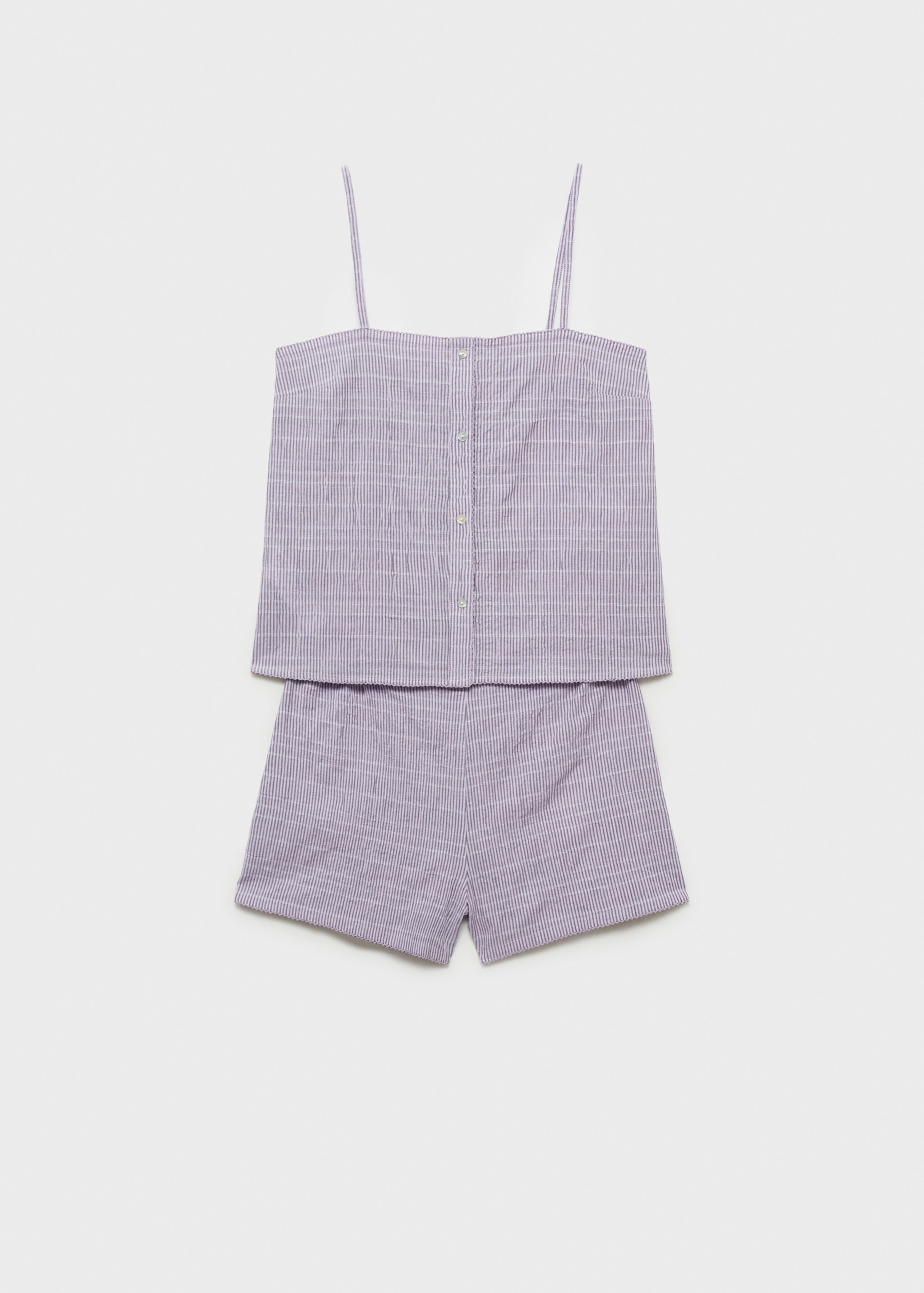 Zweiteiliger Pyjama aus Seersucker-Baumwolle mit gewebtem Streifen - Artikel ohne Model, Lila. Ref: 87072899-00.