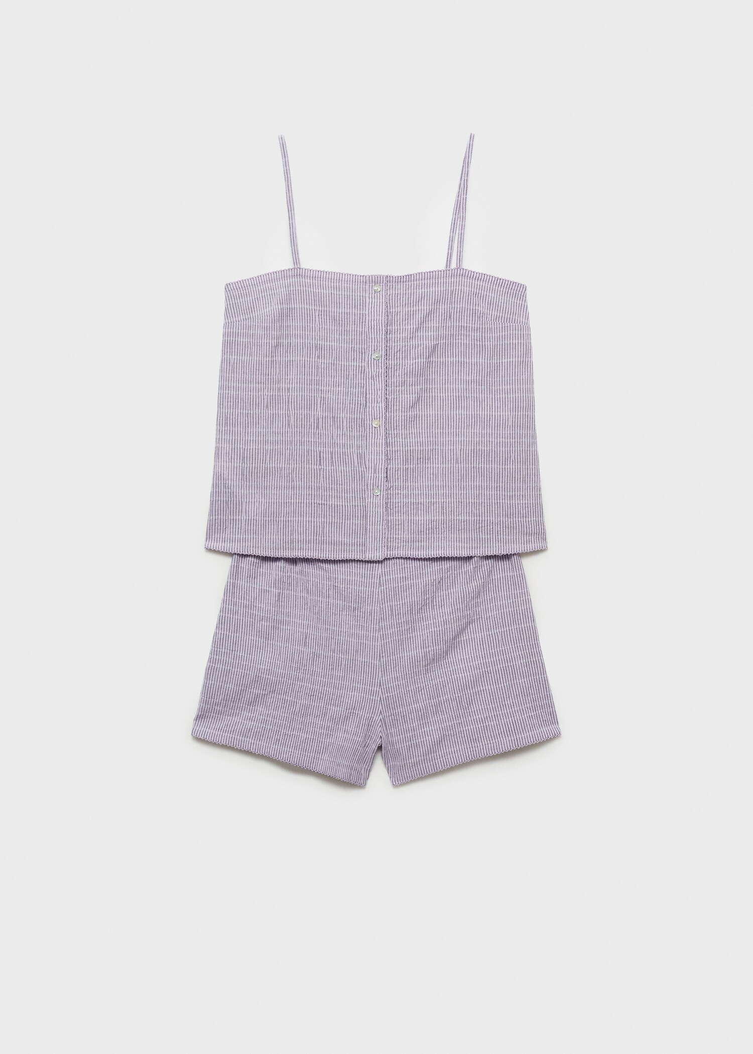 Two-piece cotton woven stripe seersucker pyjamas - Article without model