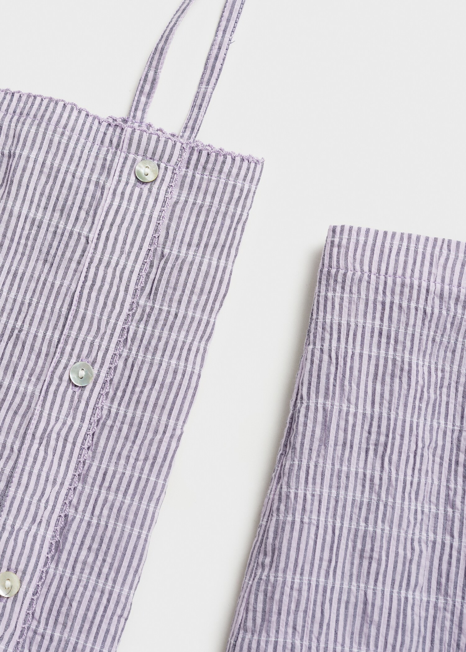 Two-piece cotton woven stripe seersucker pyjamas - Details of the article 8