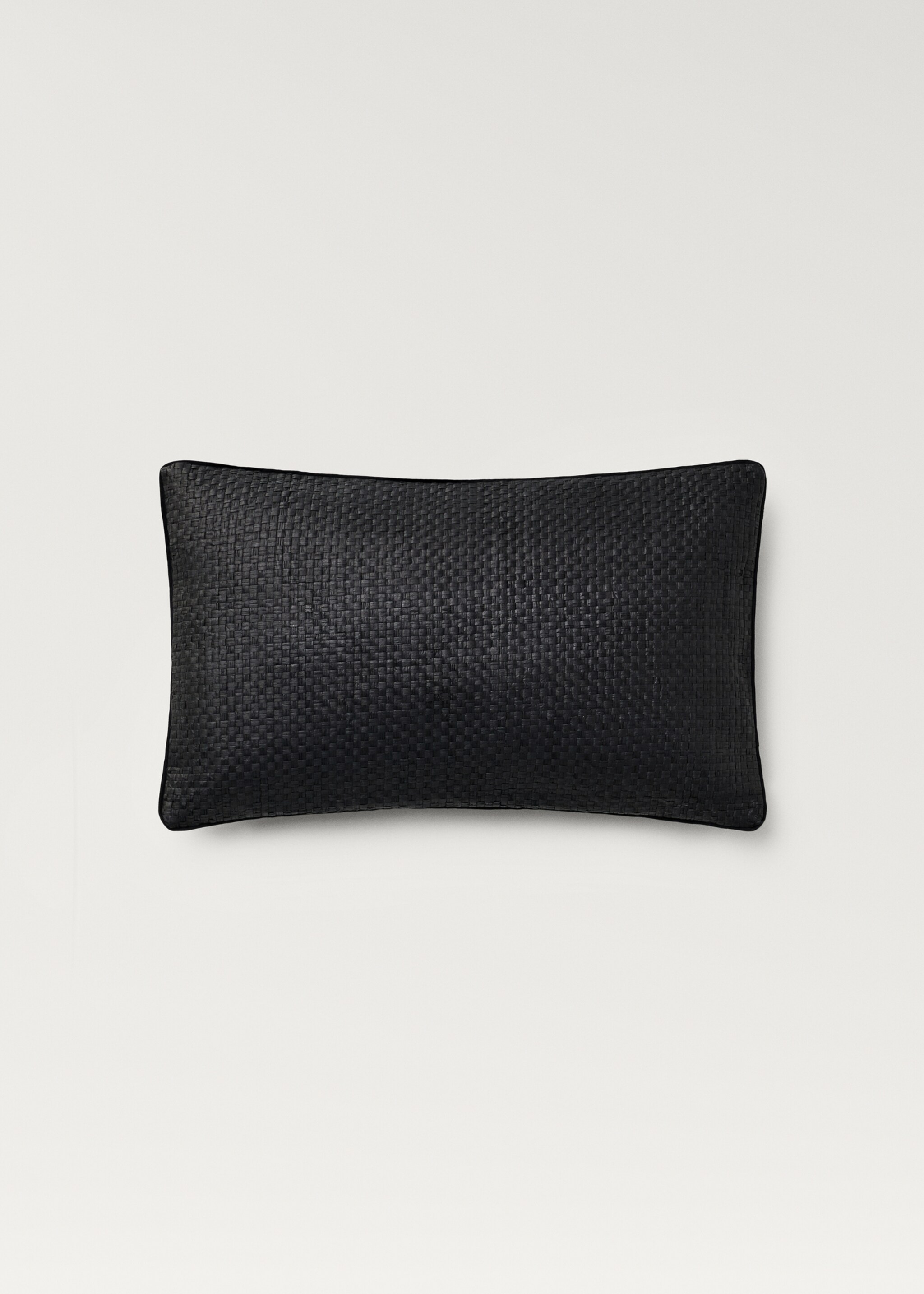 Paper braided cushion cover with trim 30x50 cm - Article without model, Black. Ref: 87072920-00.