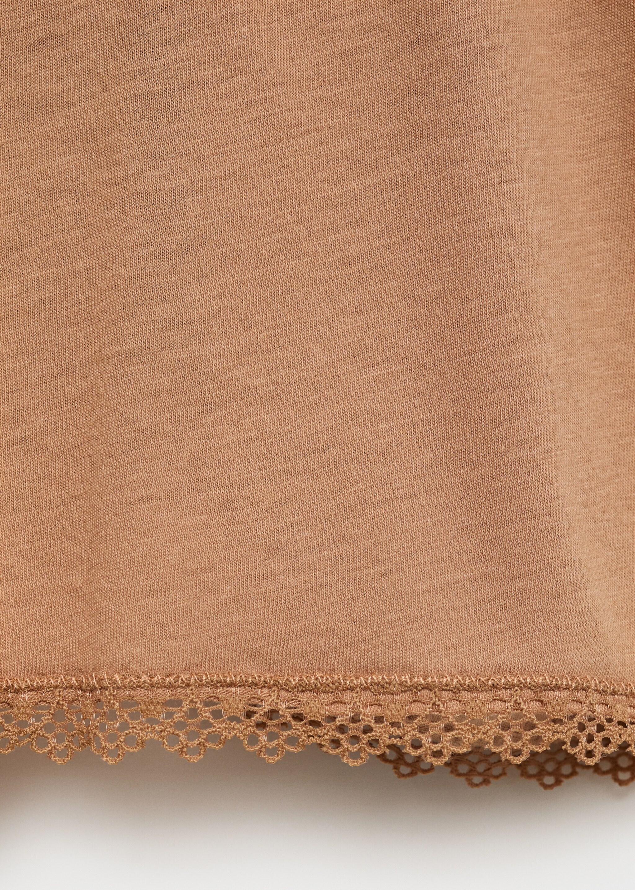 Short de pyjama coton dentelle rapporté contrasté - Détail de l'article 8, Marron moyen. Ref: 87072938-00.